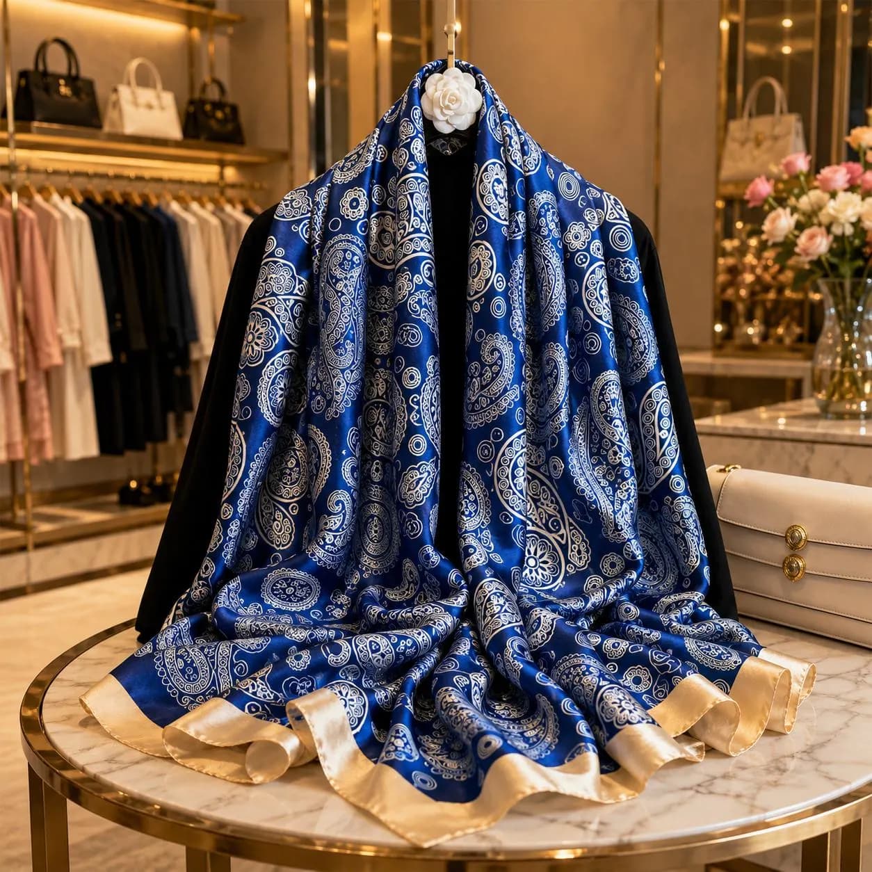 Women Silk Scarf 180x90cm Soft Satin Shawl Floral Wrap Hijab Fashion Beach Pareo Elegant Lady Scarf Gift - image 2
