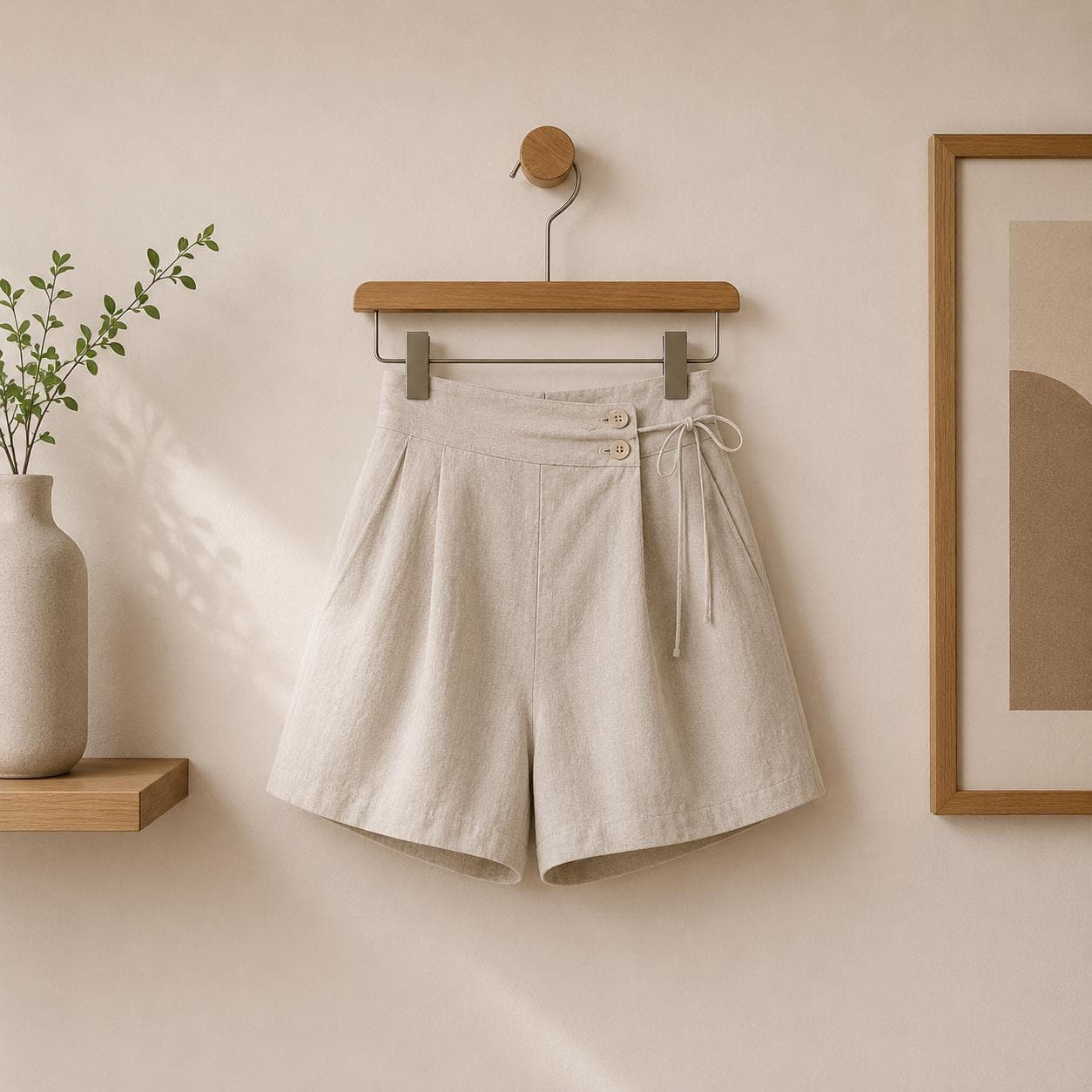 Linen Wrap Shorts for Women | Minimalist High Waist Summer Shorts | Casual Loose Fit Beach Shorts | Lightweight Vacation Clothing - image 2