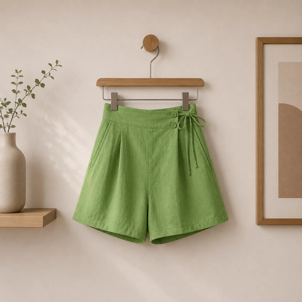 Linen Wrap Shorts for Women | Minimalist High Waist Summer Shorts | Casual Loose Fit Beach Shorts | Lightweight Vacation Clothing - image 4