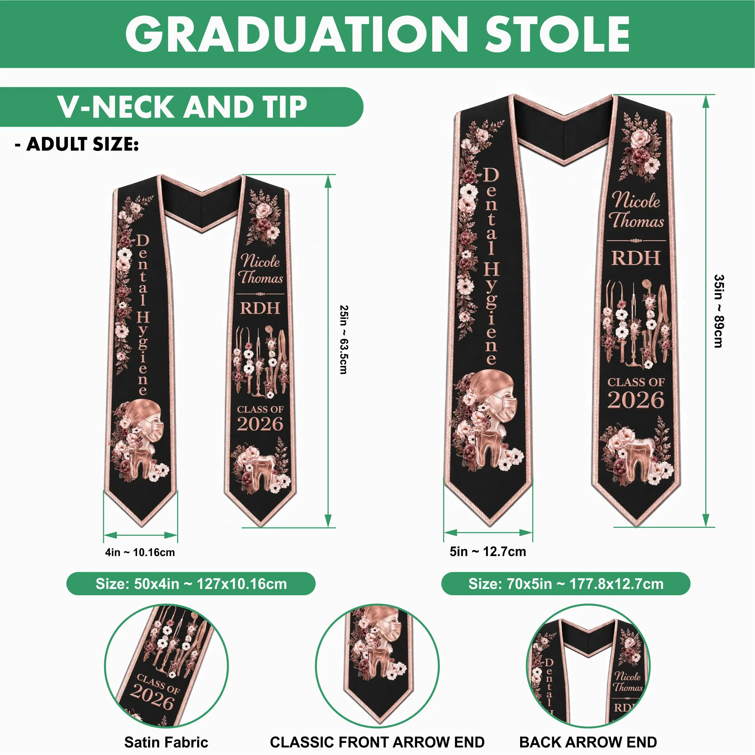 Custom Kindergarten Graduation Stole, Personalized Lakeside School Class of 2026 Sash, Cute Pencil Apple Kids Graduate Gift - image 5