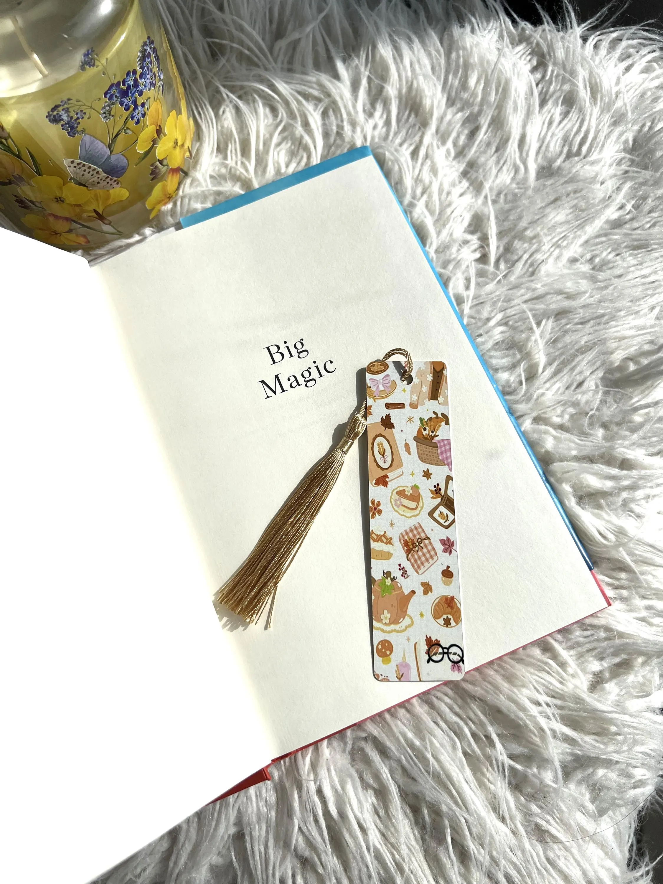 Aluminium Bookmark with Tassel | Autumn Squirrels, Books, Mushrooms Design - image 5