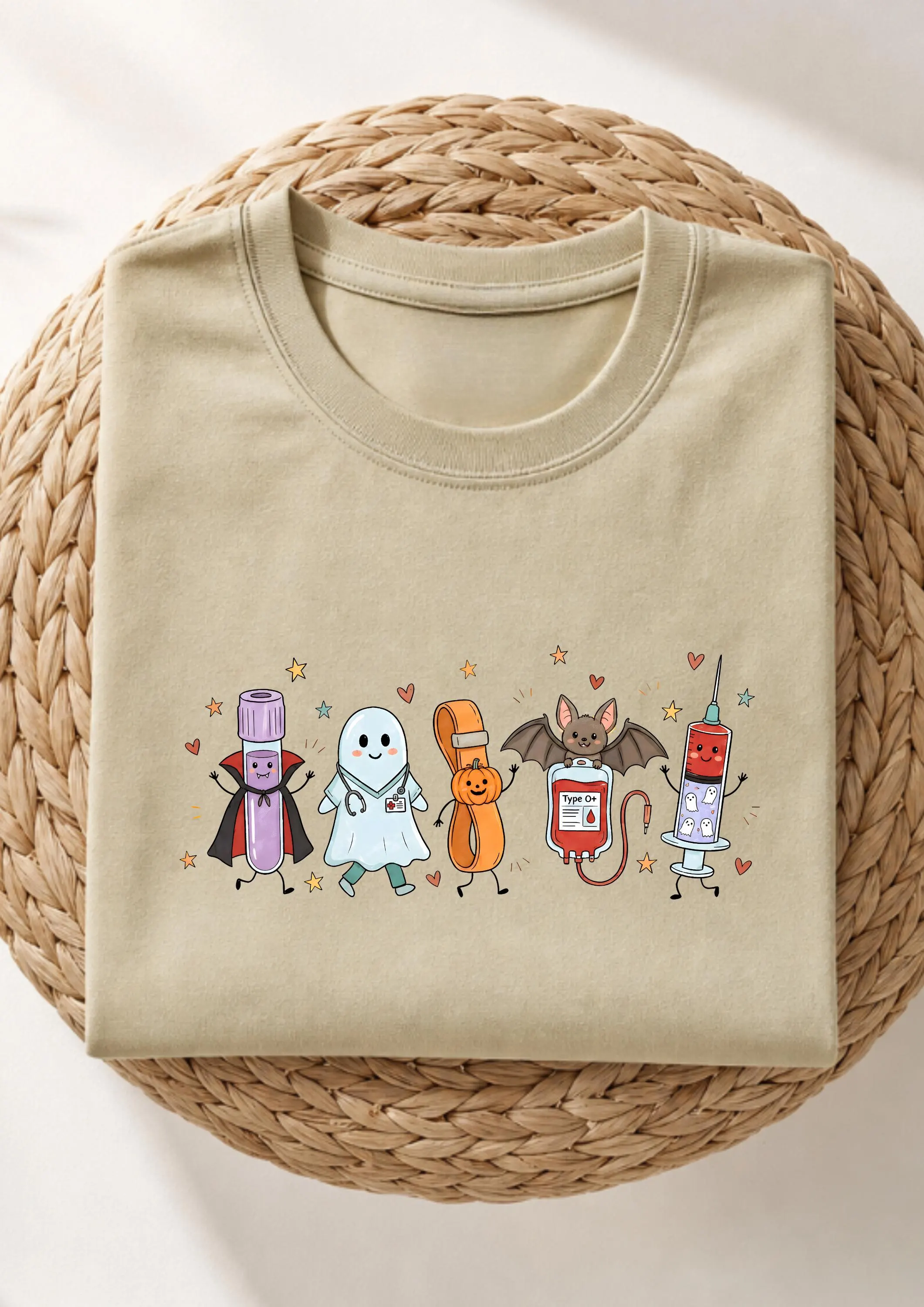 Halloween Nurse Shirt Cute Halloween Top | Spooky Phlebotomist Gifts T-Shirt | Halloween Shirt Nurse Phlebotomist Badge Reel Matching Tee - image 3