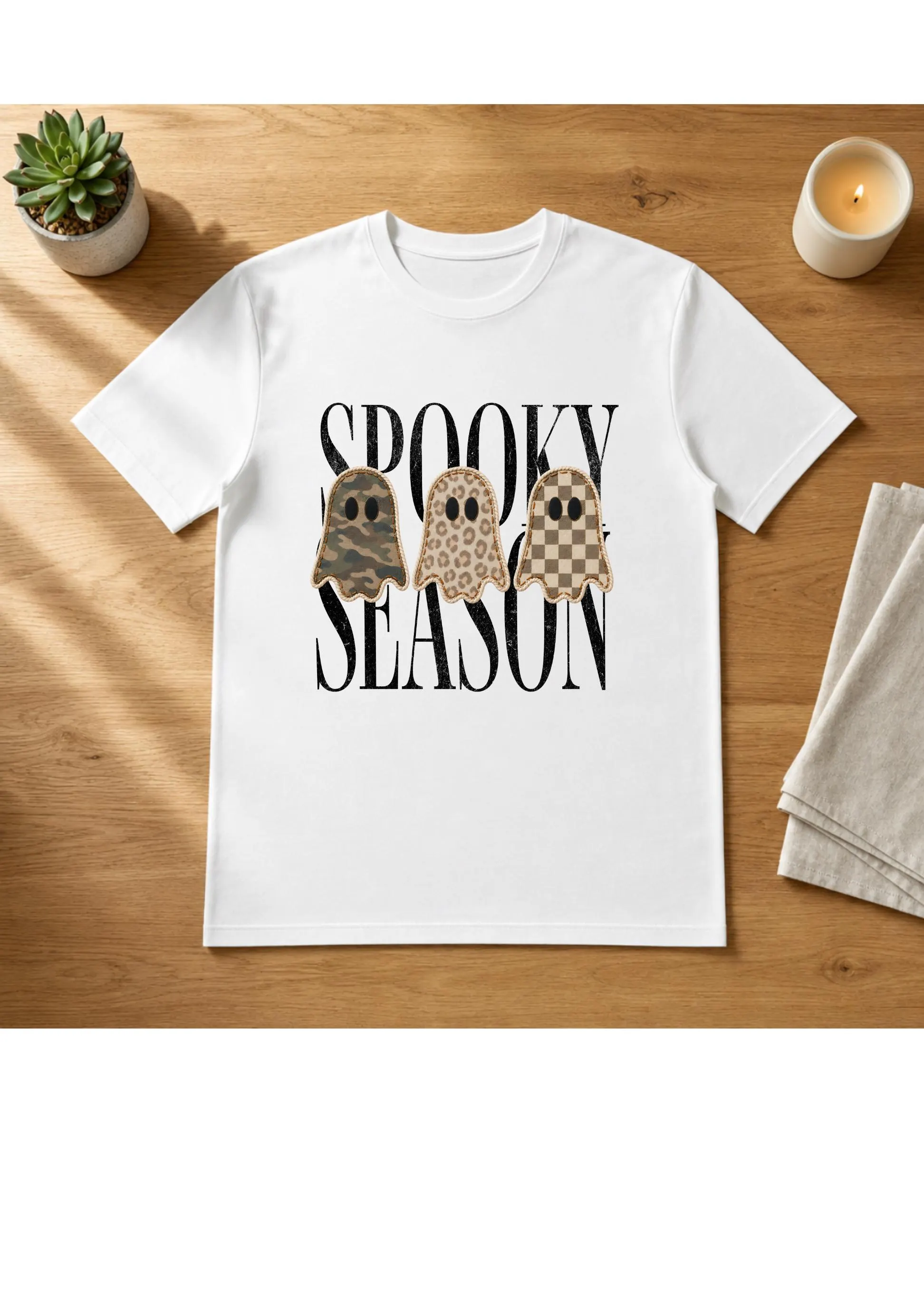 Spooky Season Shirt, Summerween Shirt, Halloween Shirt, Cute Ghost Tee, Patterned Spooky Month Top, Polka Dots Spooky Season Shirt - image 4