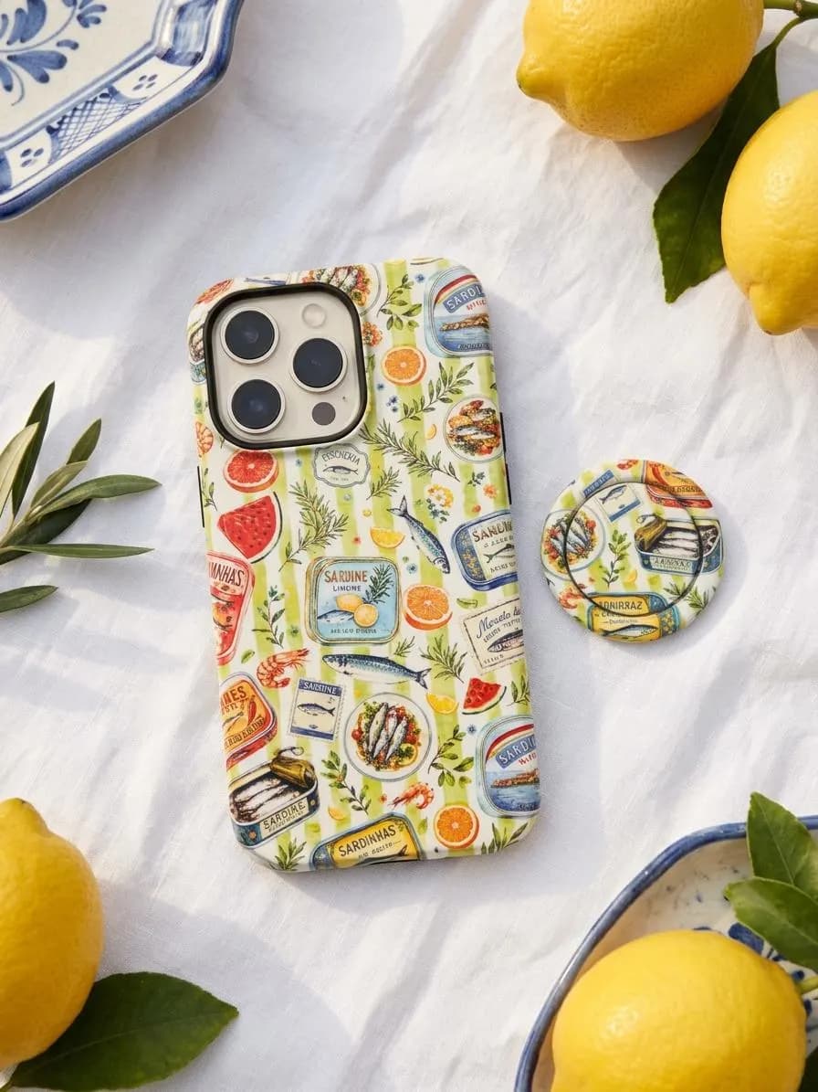 Sardine Phone Case with MagSafe Ring Holder, Tinned Fish iPhone Case, Mediterranean Summer, Foodie Gift for Her, Christmas Birthday Gift - image 4