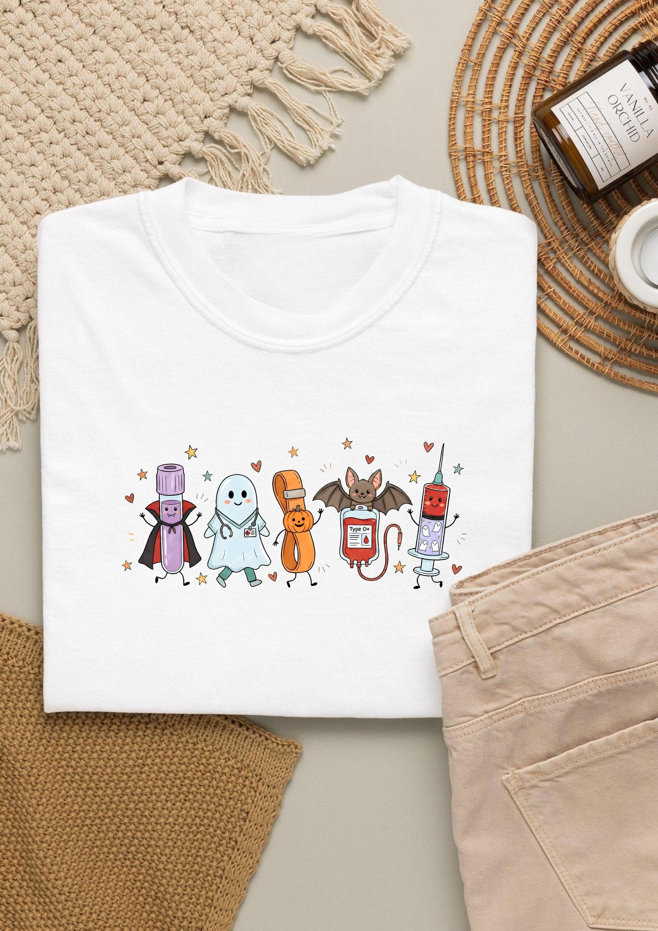 Halloween Nurse Shirt Cute Halloween Top | Spooky Phlebotomist Gifts T-Shirt | Halloween Shirt Nurse Phlebotomist Badge Reel Matching Tee - image 4