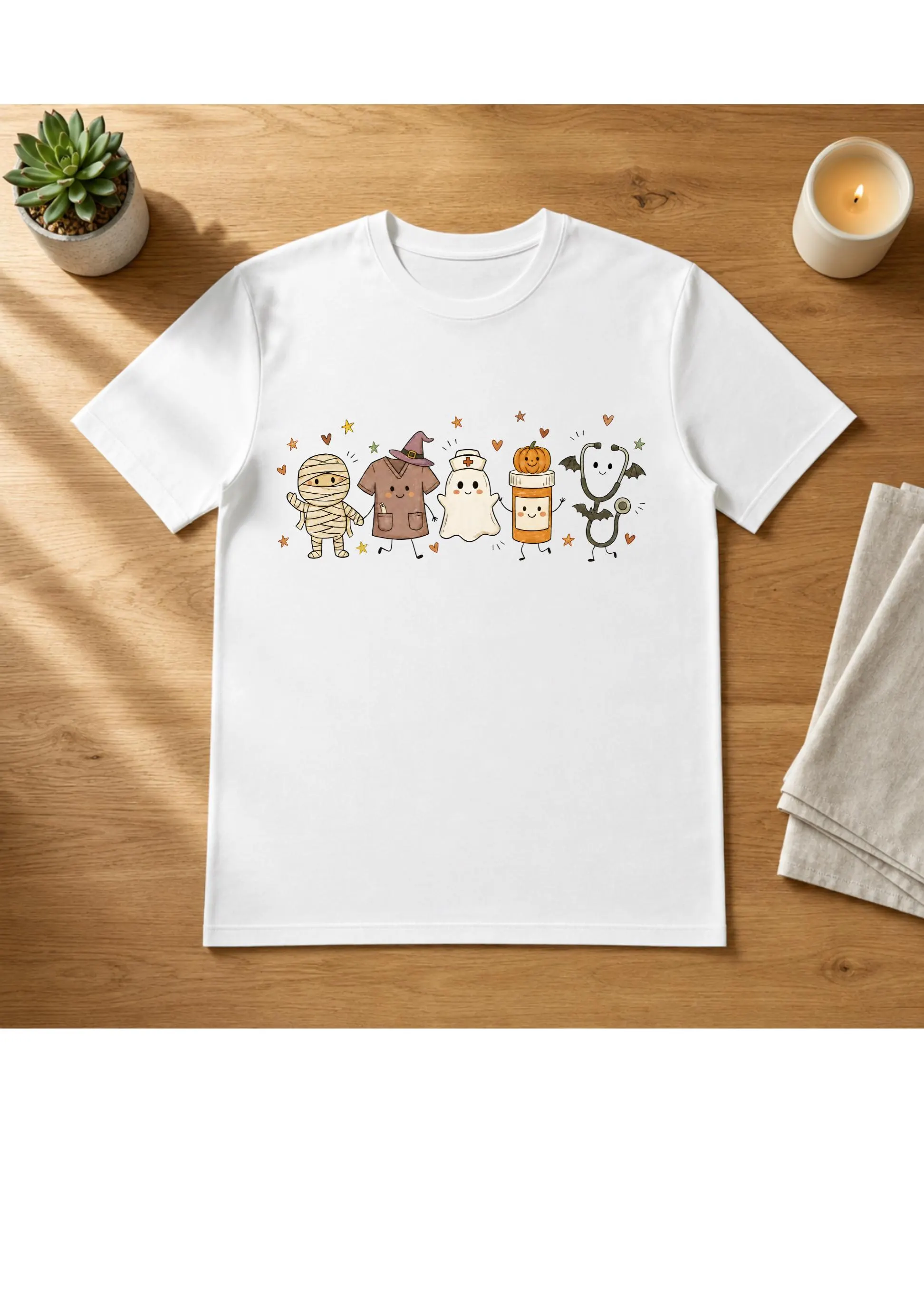 Nurse Halloween Shirt, NICU ER Cardiac Nurse Halloween TShirt, Ghost Skeleton Nurse Doodle Top, Retro Nurse Practitioner School Nurse Gift - image 5