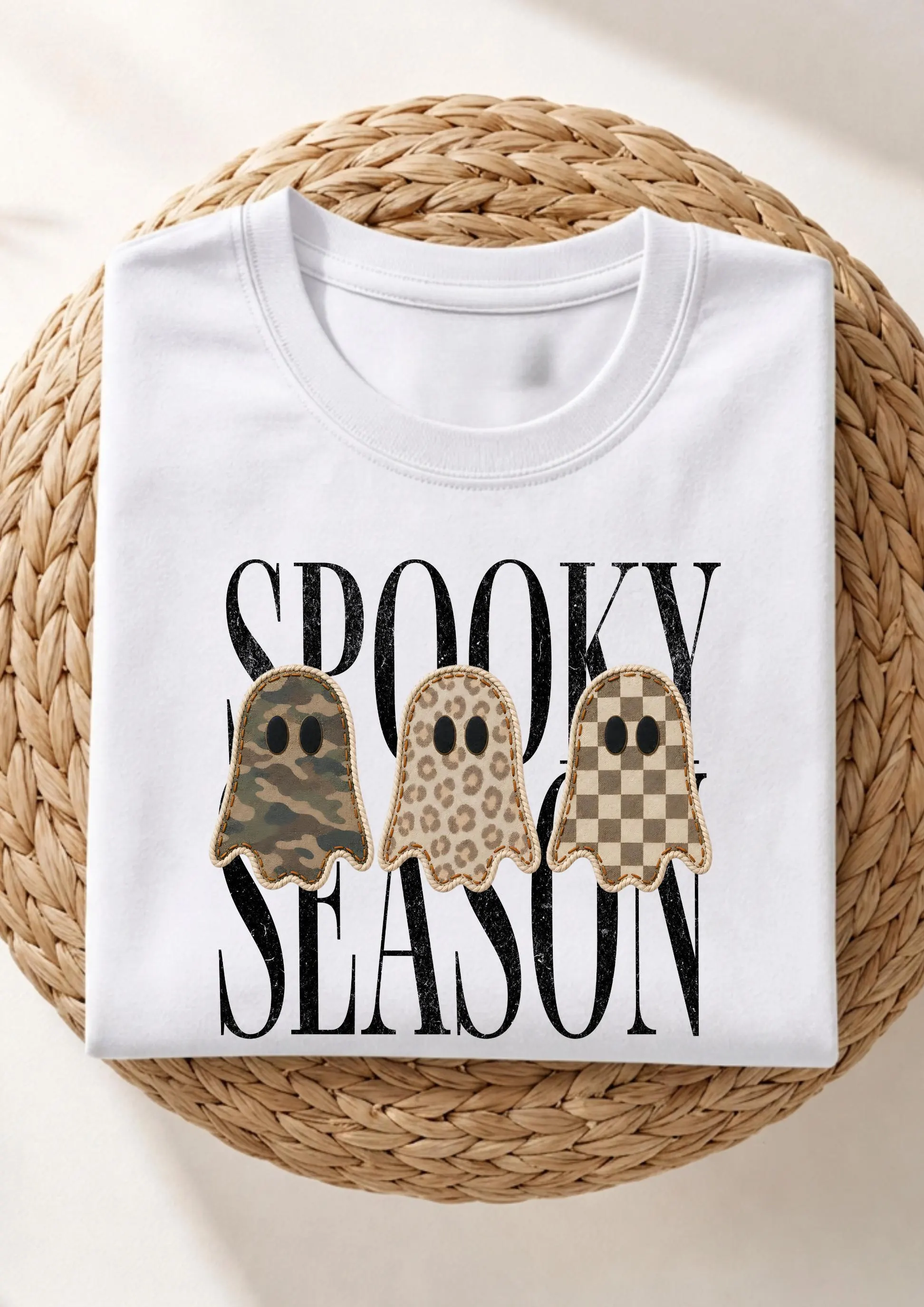 Spooky Season Shirt, Summerween Shirt, Halloween Shirt, Cute Ghost Tee, Patterned Spooky Month Top, Polka Dots Spooky Season Shirt - image 2