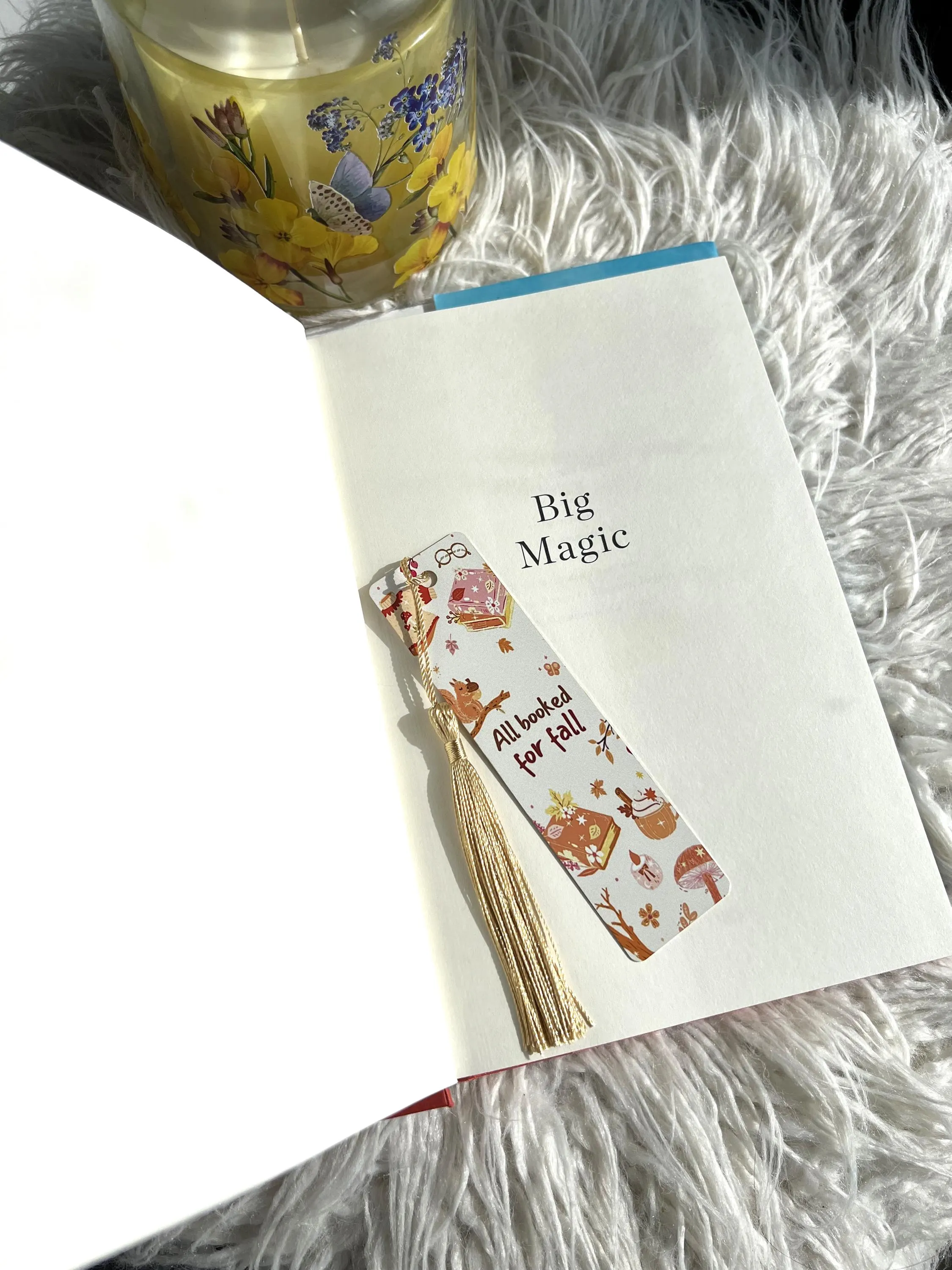 Aluminium Bookmark with Tassel | Autumn Squirrels, Books, Mushrooms Design - image 4