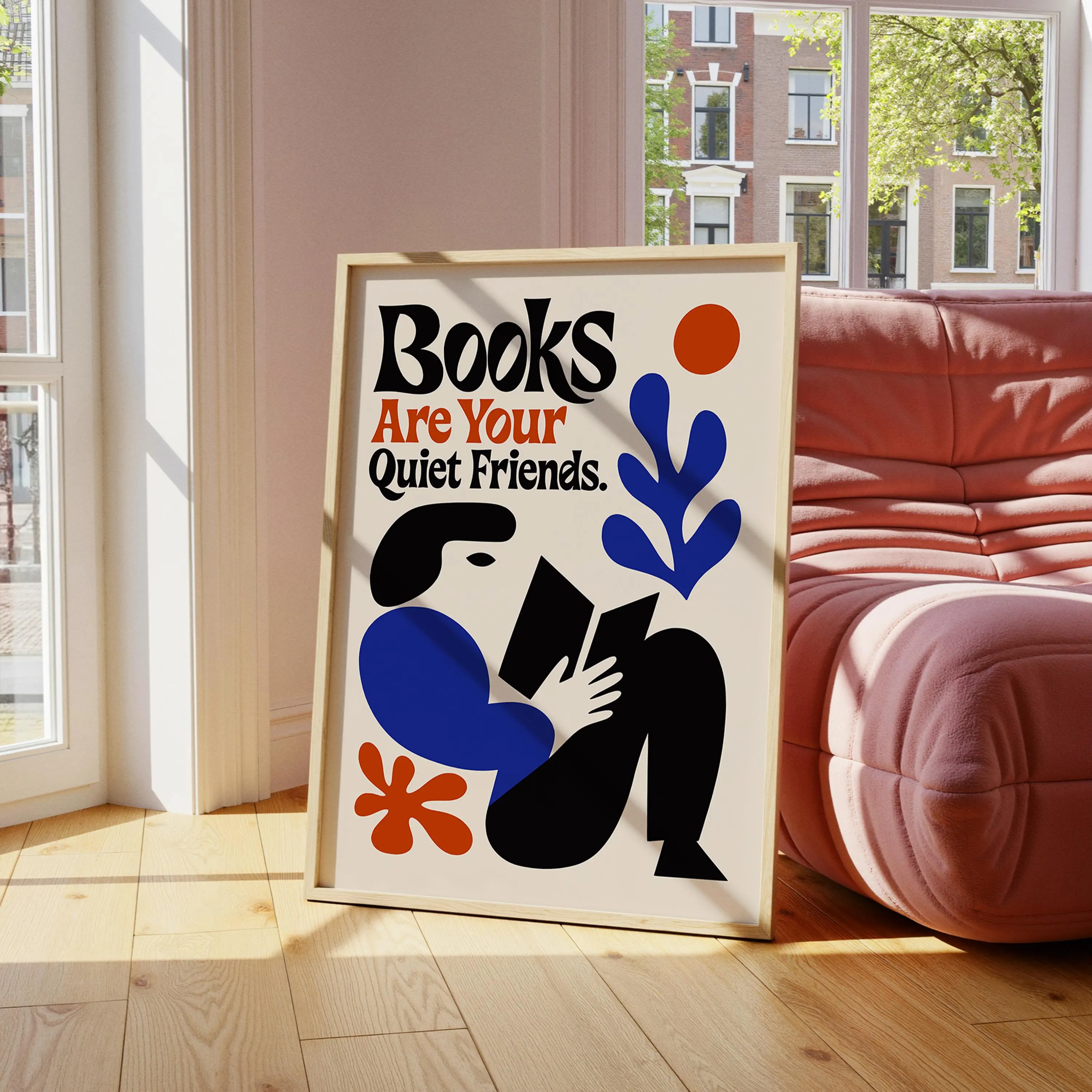 Books Are Your Quiet Friends PRINTABLE - Retro Book Lover Wall Art, Reading Quote Print - image 4