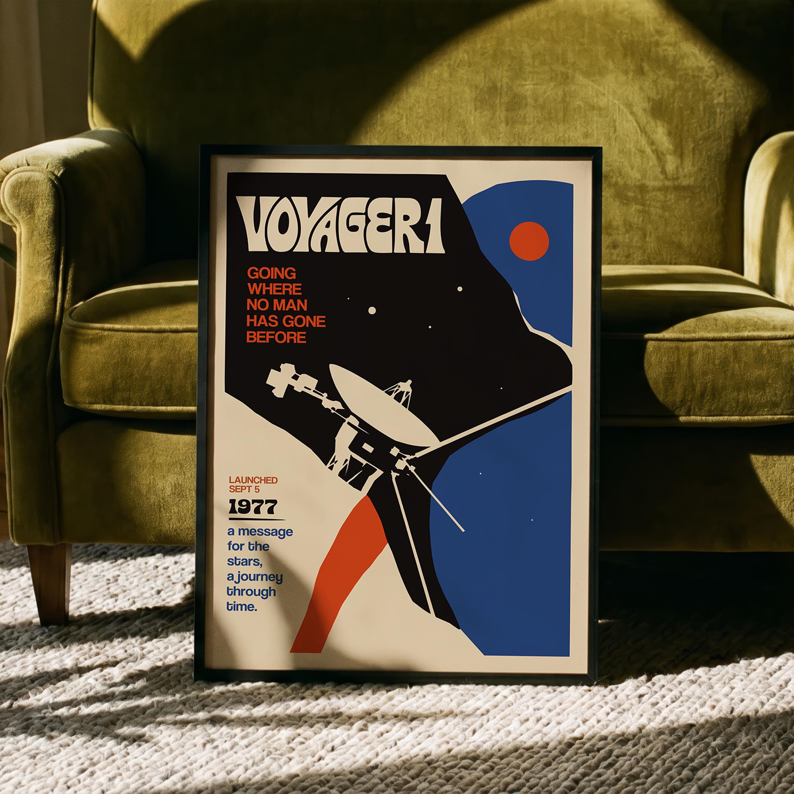 Voyager 1 Poster - Retro Space Wall Art - Mid Century Modern Sci Fi Print