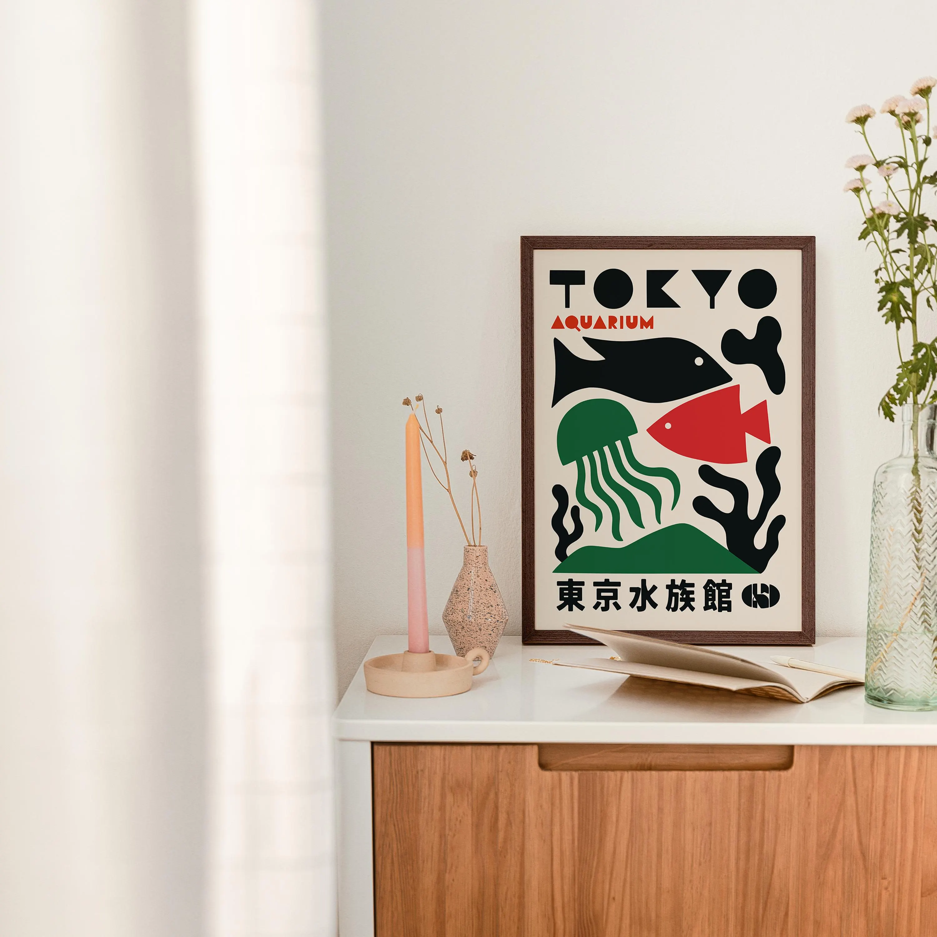 Tokyo Aquarium Poster - Framed / Unframed Giclée Fine Art Print - Minimalist Marine Wall Decor