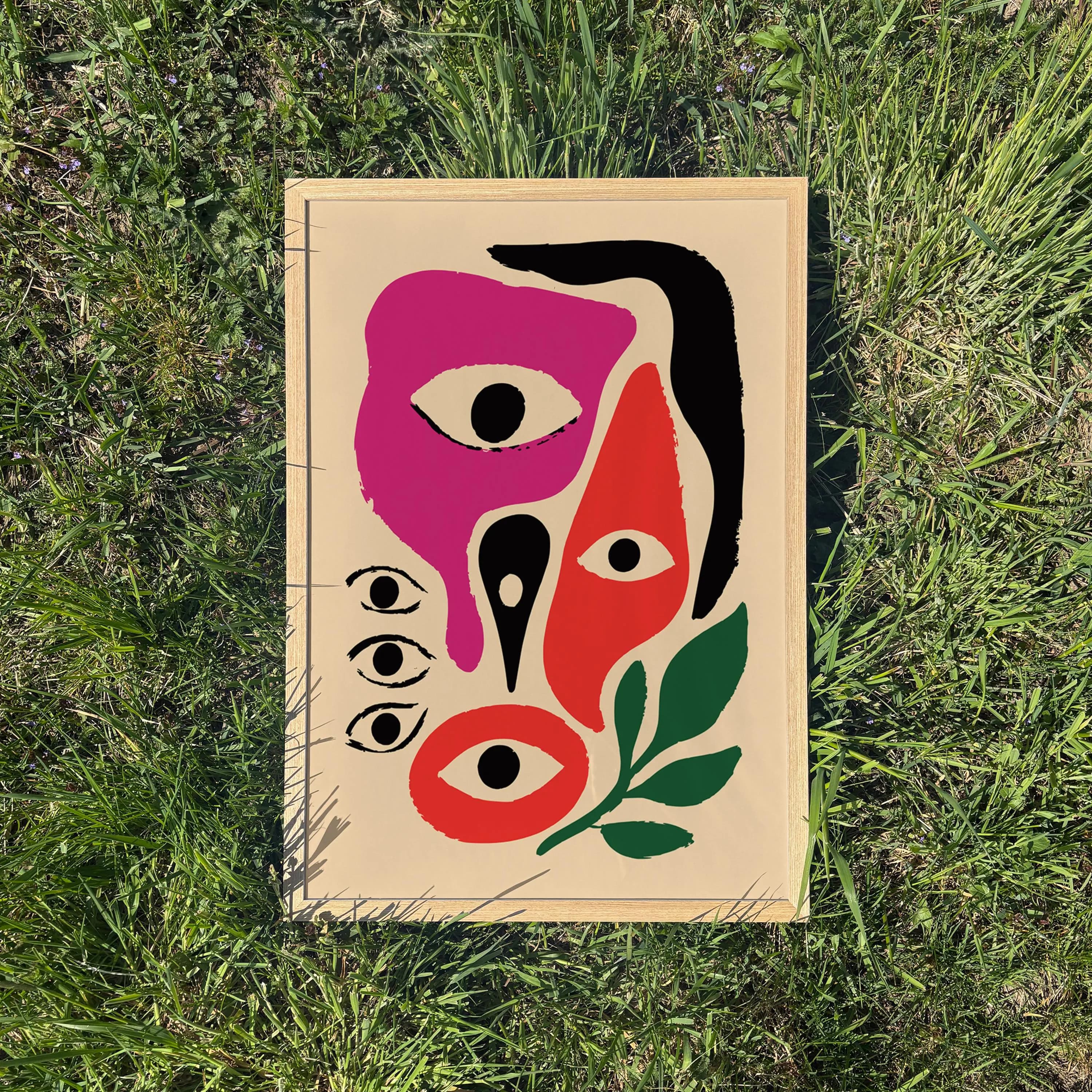 Moroccan Abstract Art Print - Colorblock Mid-Century Modern Poster - Framed/Unframed Piece