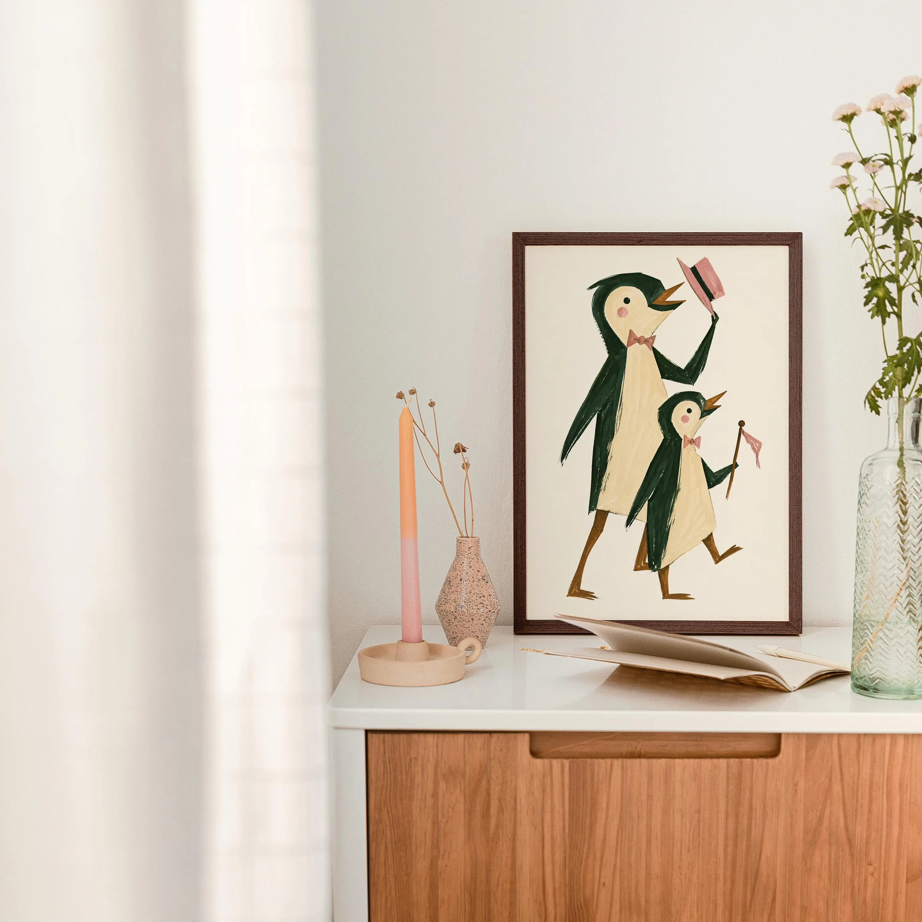 Penguin Happiness - Framed / Unframed Giclée Art Print - Whimsical Nursery Decor