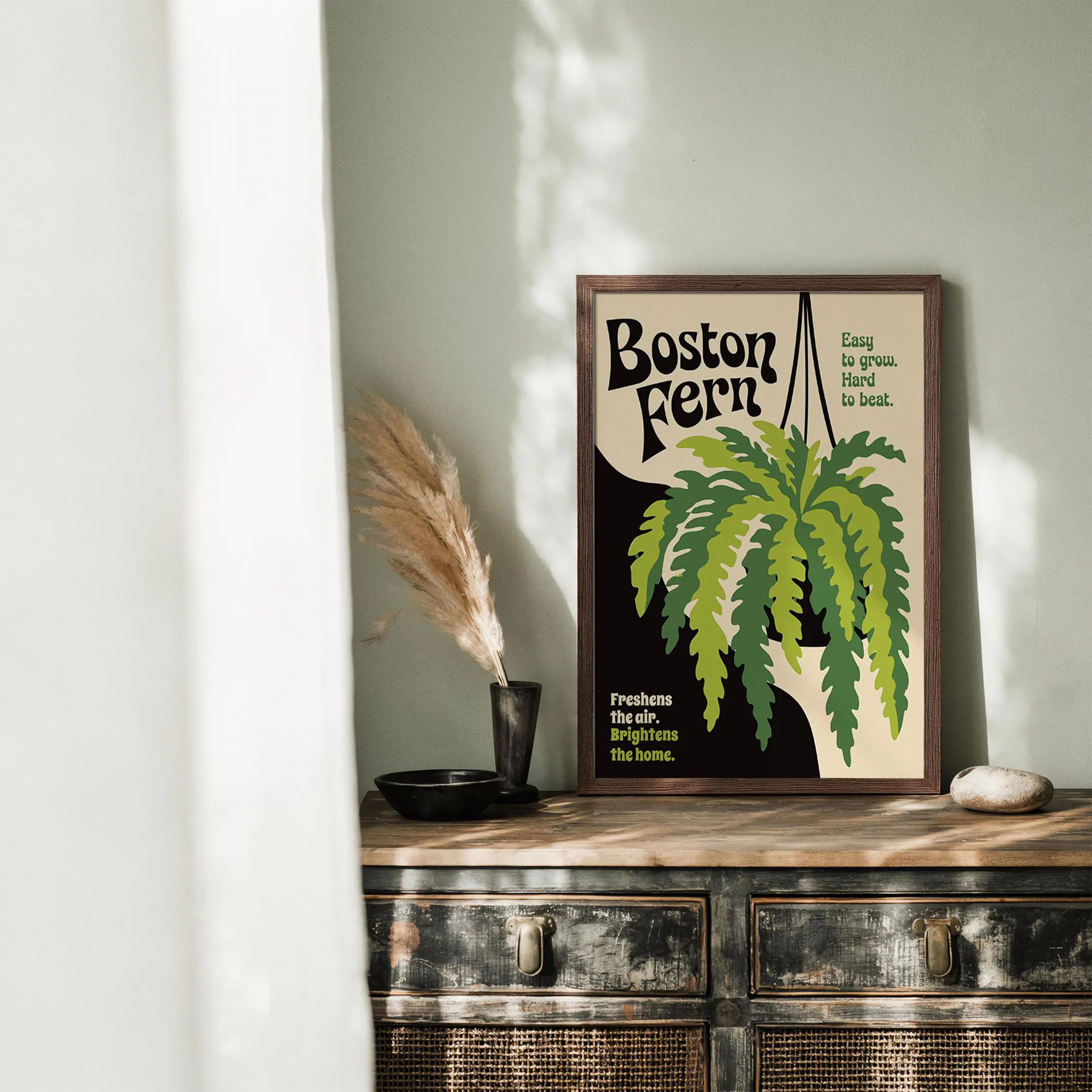 Boston Fern PRINTABLE Poster, Retro Houseplant Digital Download Print, Botanical Home Wall Decor - image 3