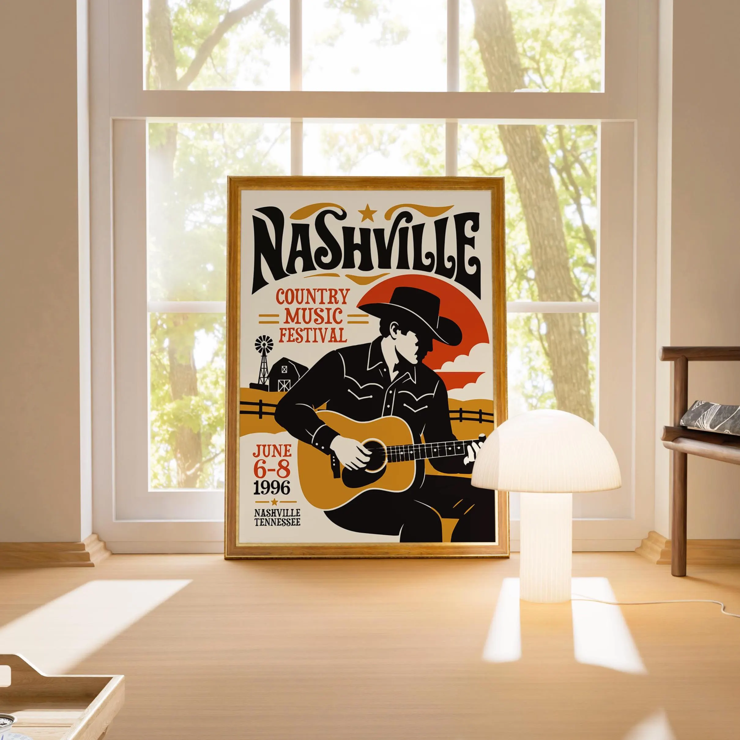 Nashville Country Music Poster - Framed / Unframed Giclée Fine Art Print - Rustic Wall Decor