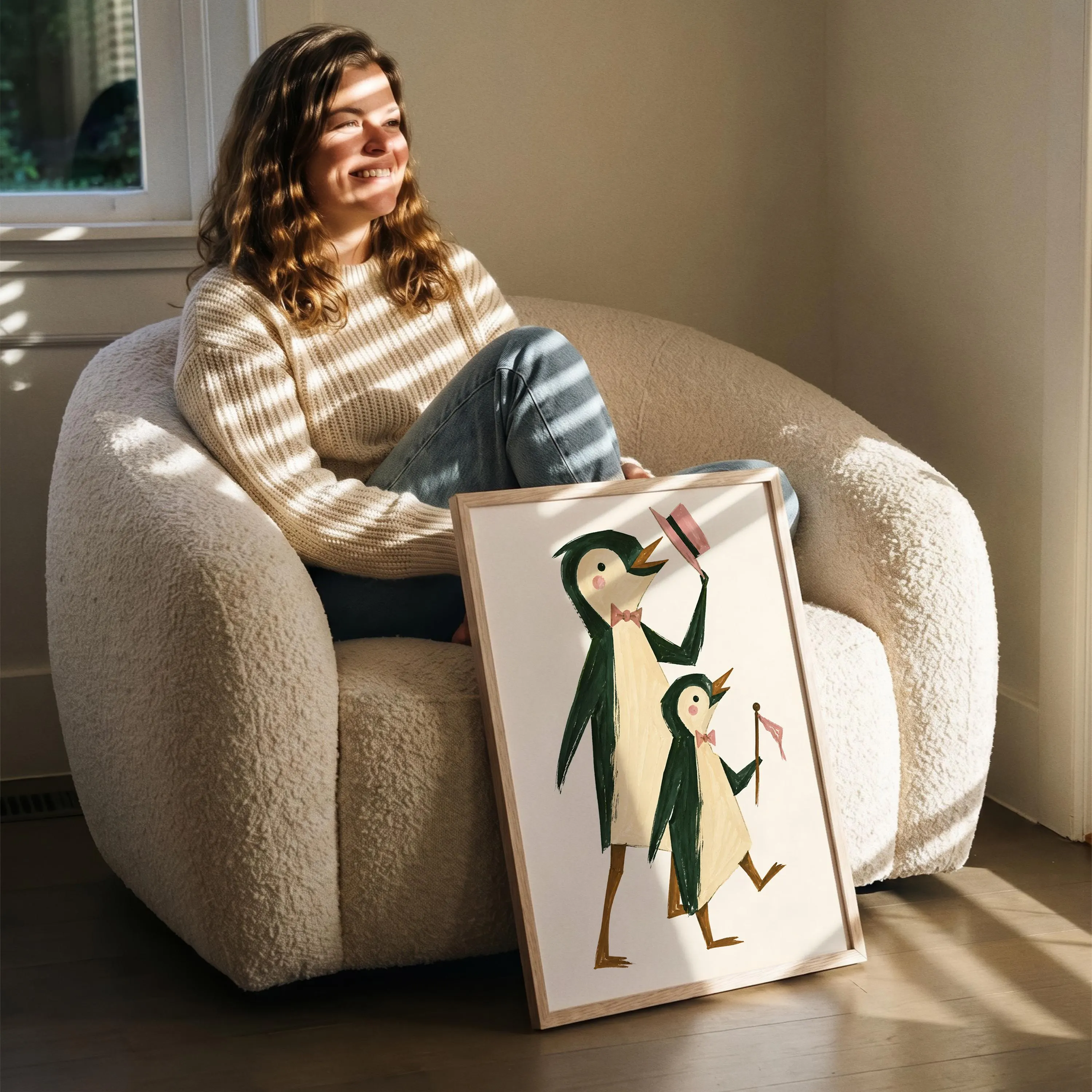 Penguin Happiness - Framed / Unframed Giclée Art Print - Whimsical Nursery Decor - image 5