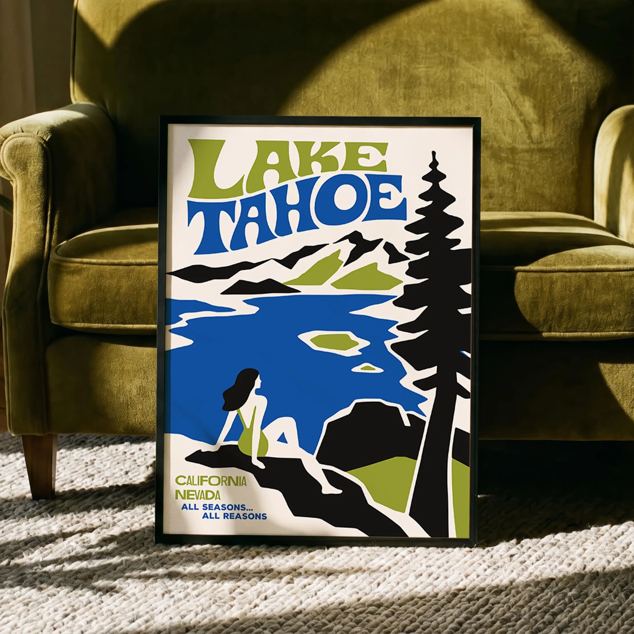 Lake Tahoe Poster - Framed / Unframed Giclée Fine Art Print - California Nevada Wall Decor