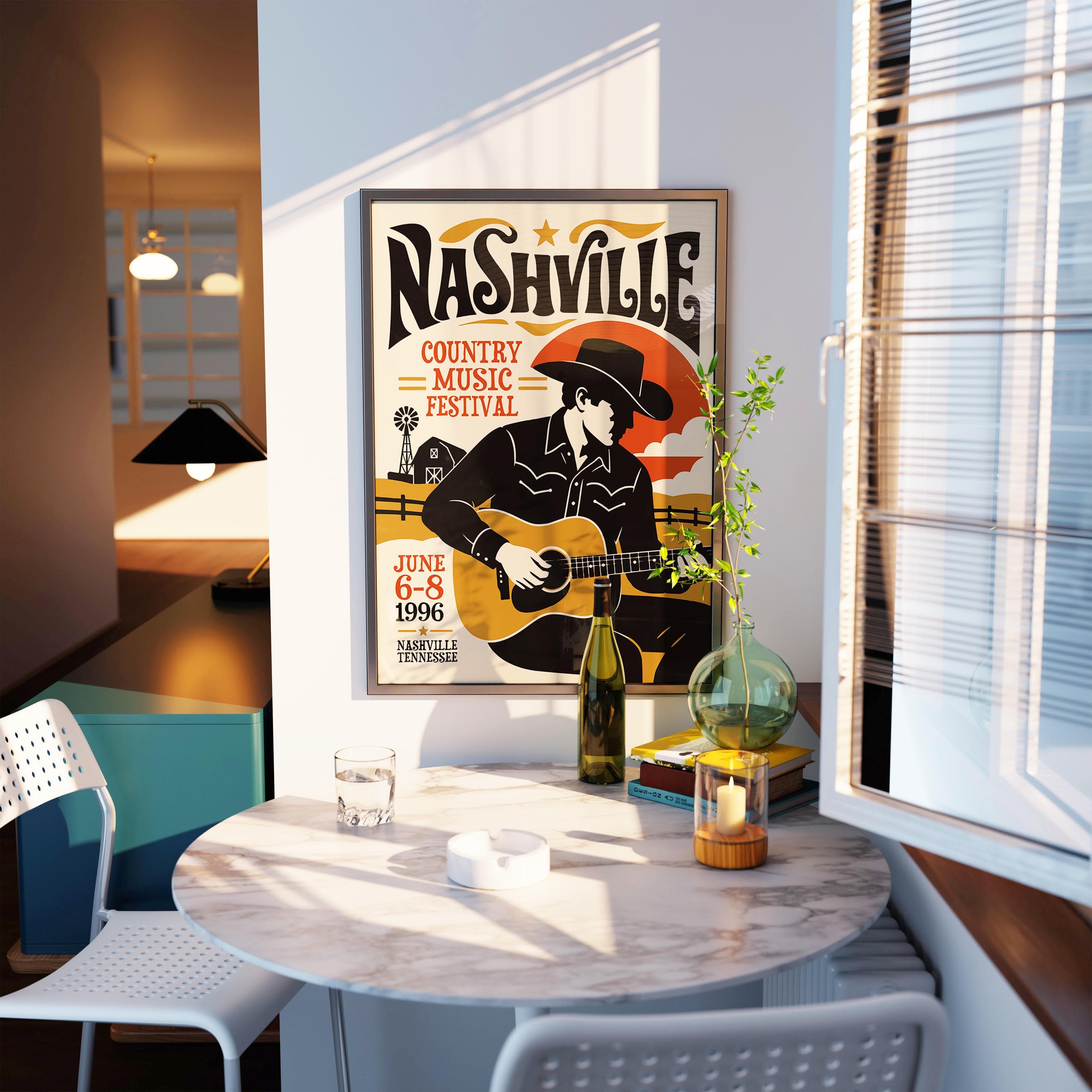 Nashville Country Music Poster - Framed / Unframed Giclée Fine Art Print - Rustic Wall Decor - image 3