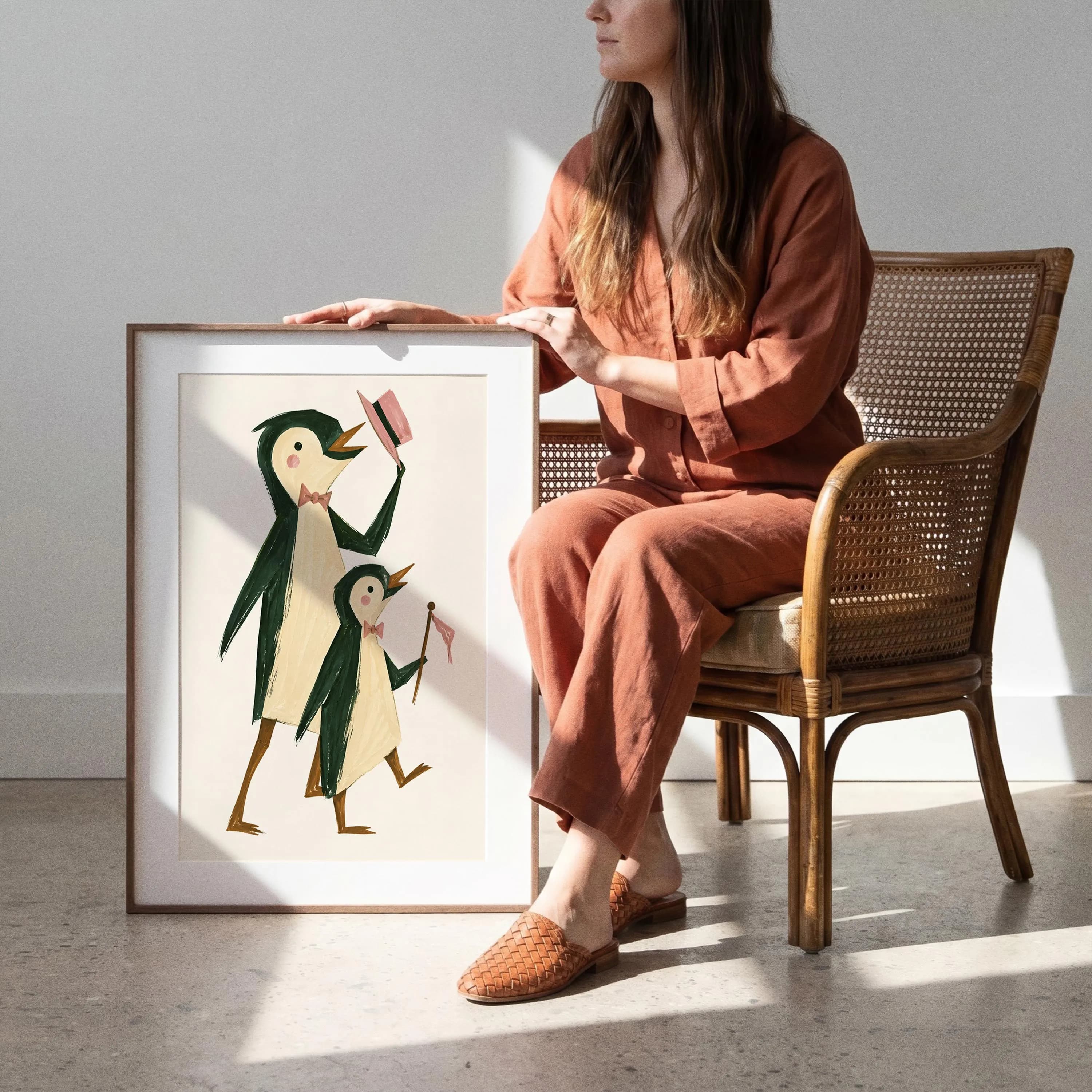 Penguin Happiness - Framed / Unframed Giclée Art Print - Whimsical Nursery Decor - image 4