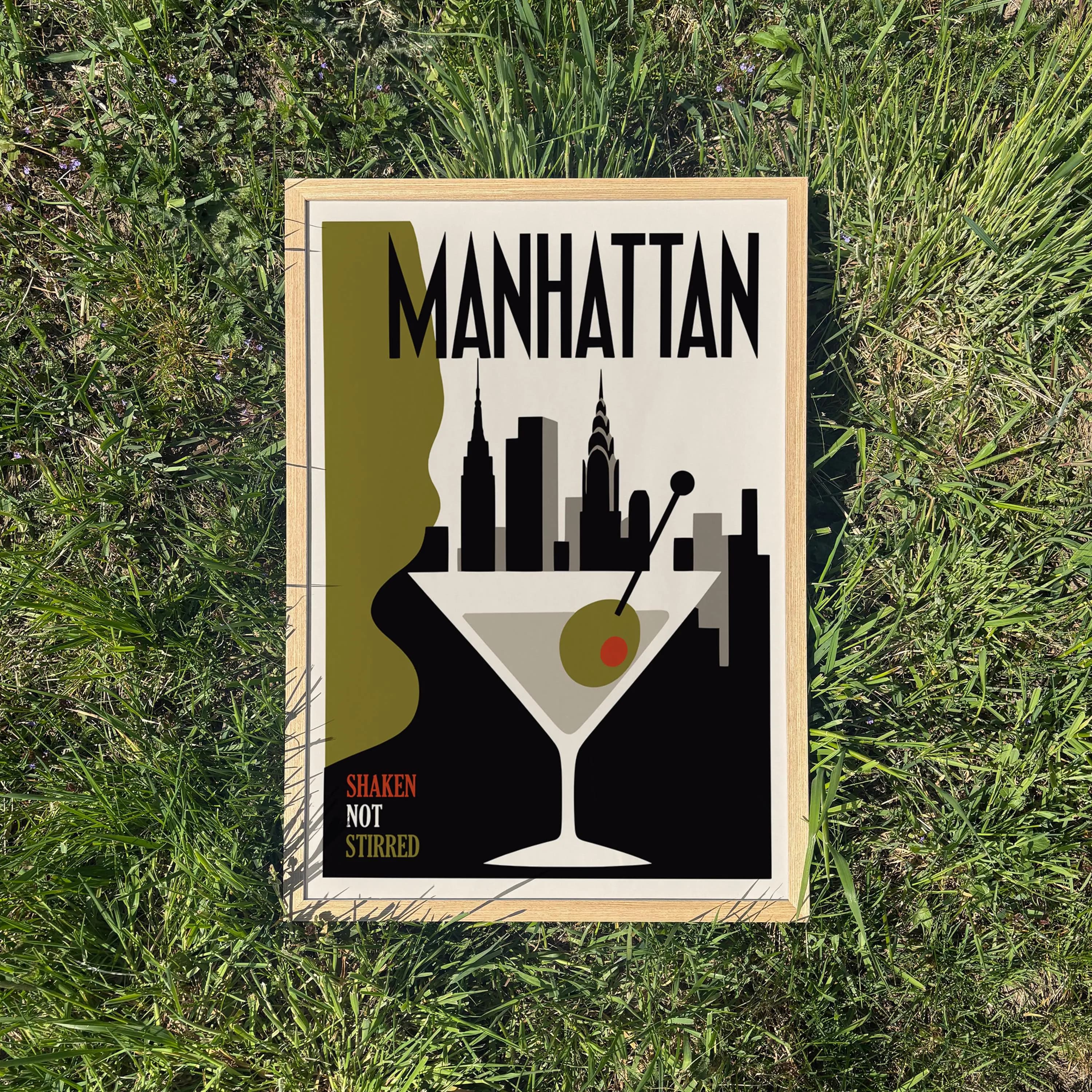 Manhattan Cocktail Poster - Framed / Unframed Giclée Fine Art Print - Bar Decor New York