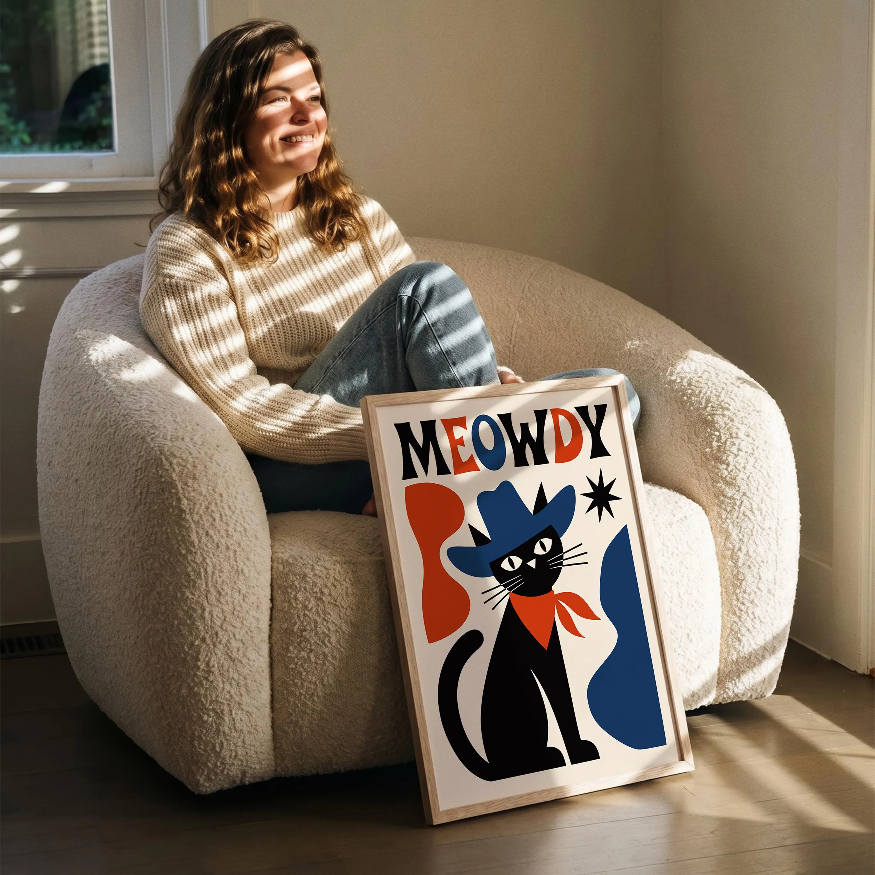 Meowdy Cowboy Cat Poster - Framed Unframed Giclée Fine Art Print - Western American Wall Decor - image 3