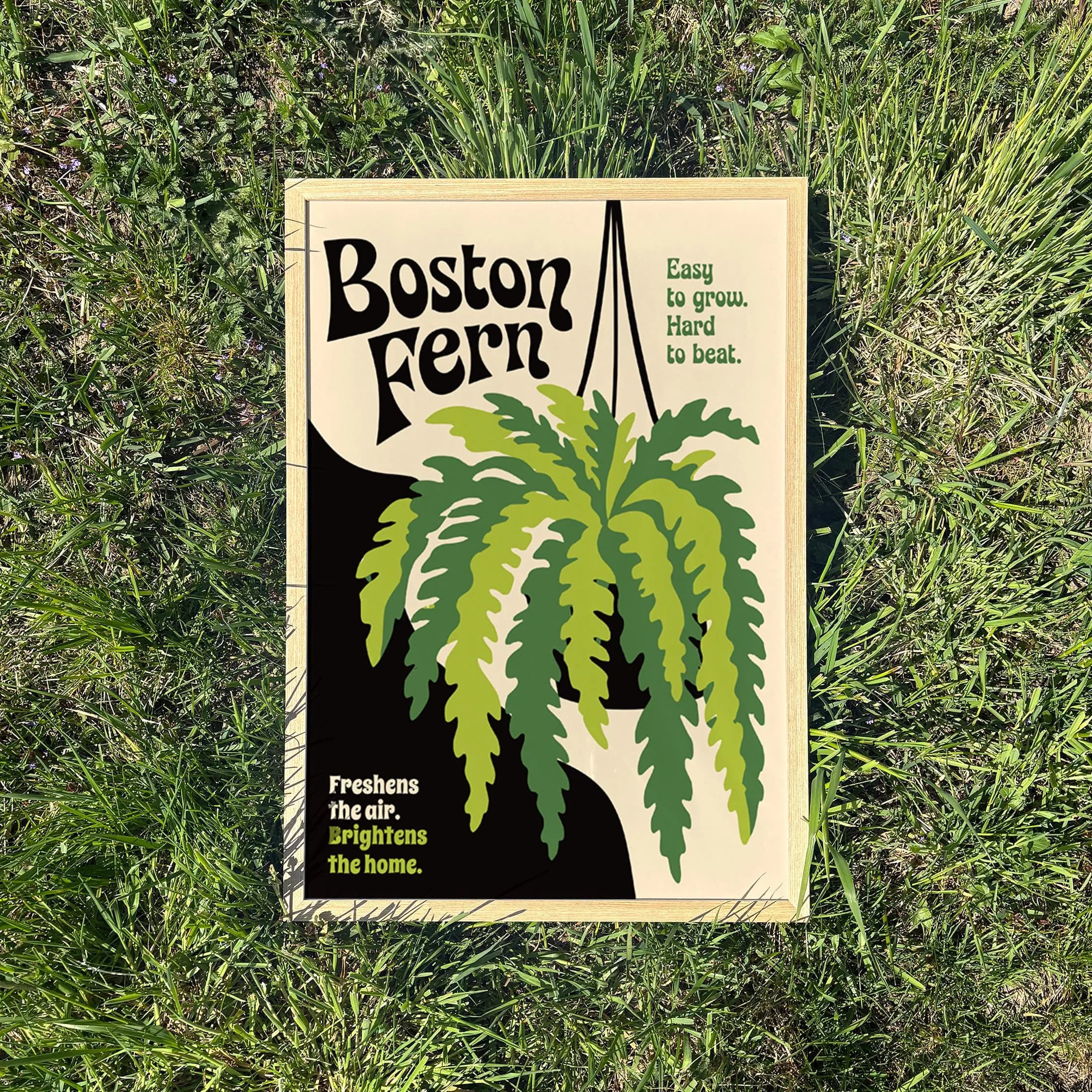 Boston Fern PRINTABLE Poster, Retro Houseplant Digital Download Print, Botanical Home Wall Decor