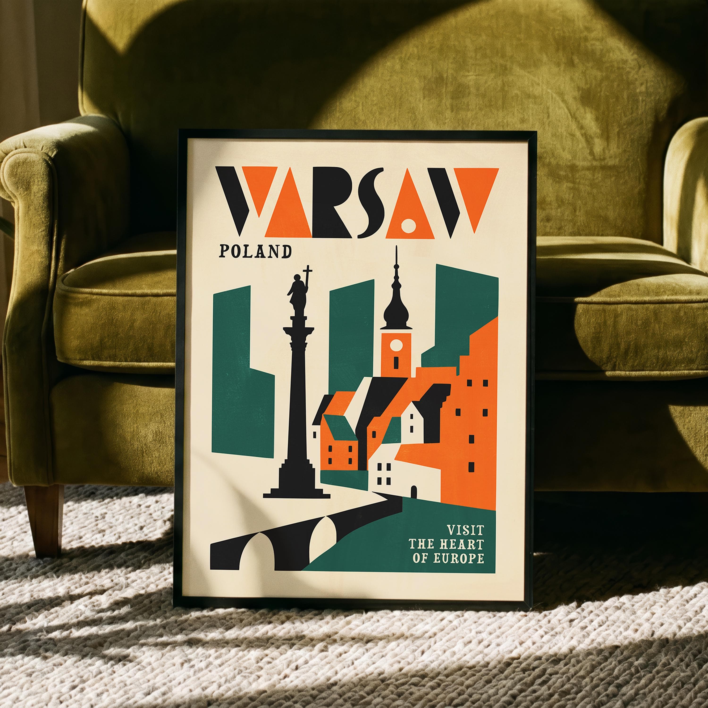 Warsaw Poland Travel PRINTABLE Poster, Retro Europe Digital Download Print, Polish Home Wall Decor