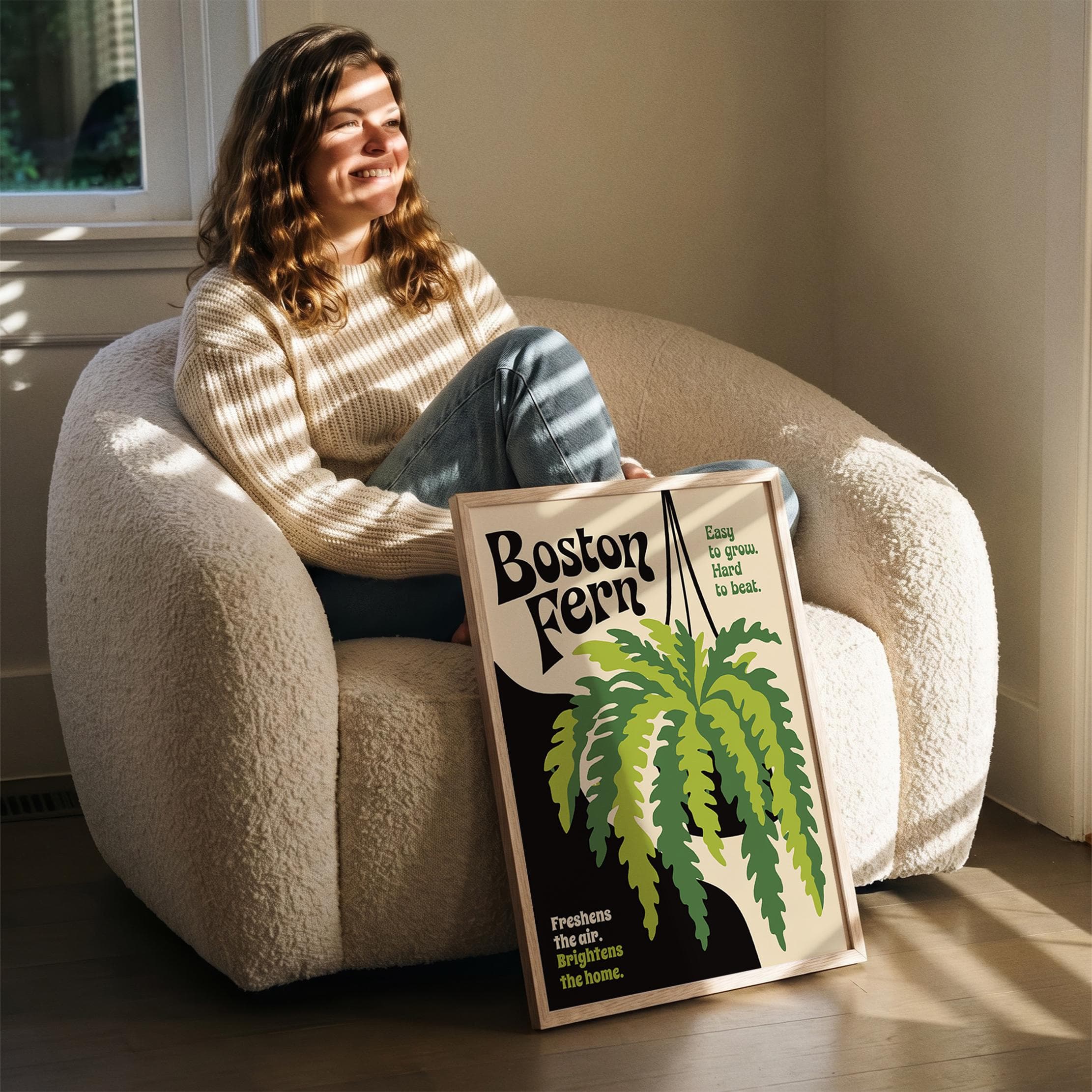Boston Fern PRINTABLE Poster, Retro Houseplant Digital Download Print, Botanical Home Wall Decor - image 4