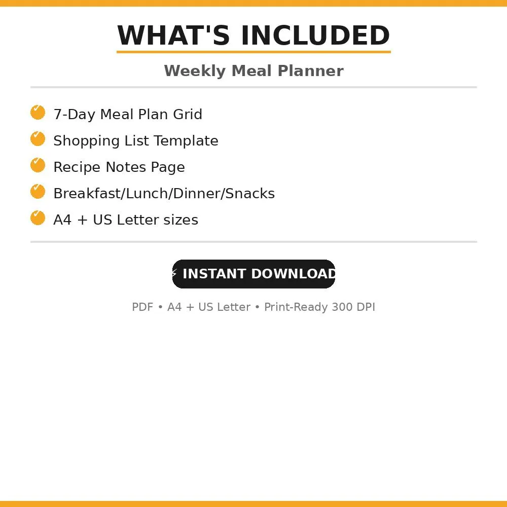 Weekly Meal Planner Printable | Shopping List | Recipe Notes | 7 Day Meal Plan | Instant Download PDF - image 4