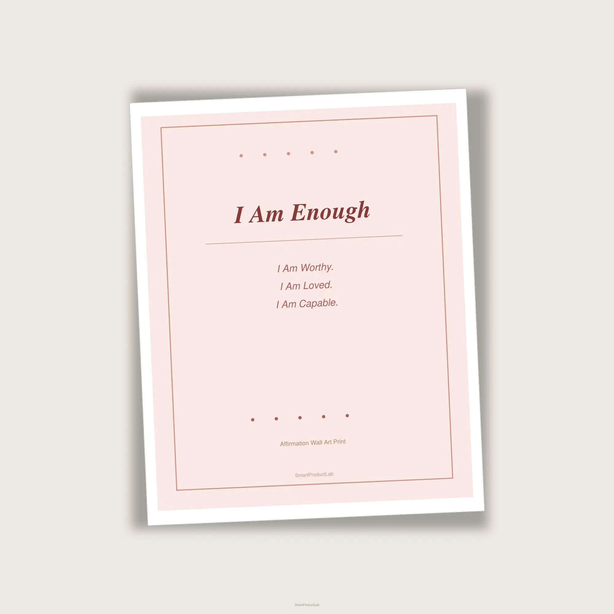 Blush Pink Affirmation Print | I Am Calm I Am Enough | Self Love Wall Art | Bedroom Decor | Instant Download - image 4