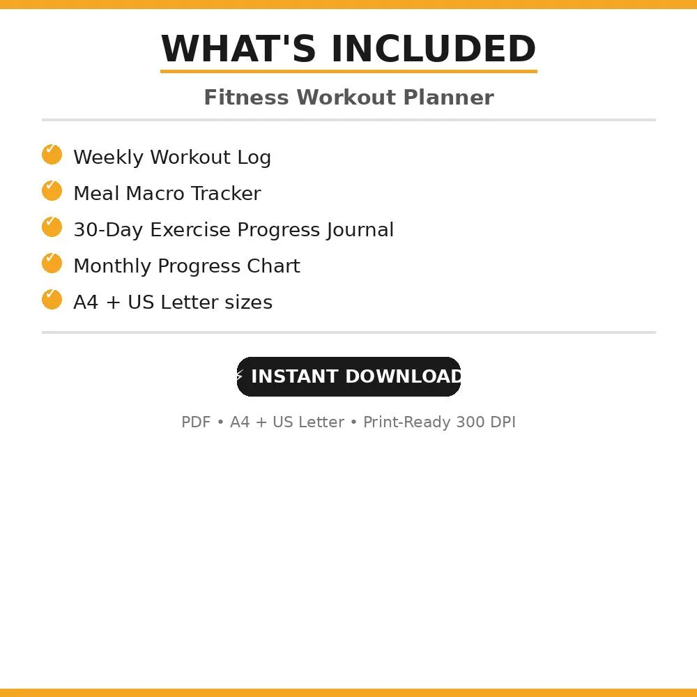 Fitness Workout Planner Printable | Weekly Workout Log | Meal Macro Tracker | Gym Journal | PDF