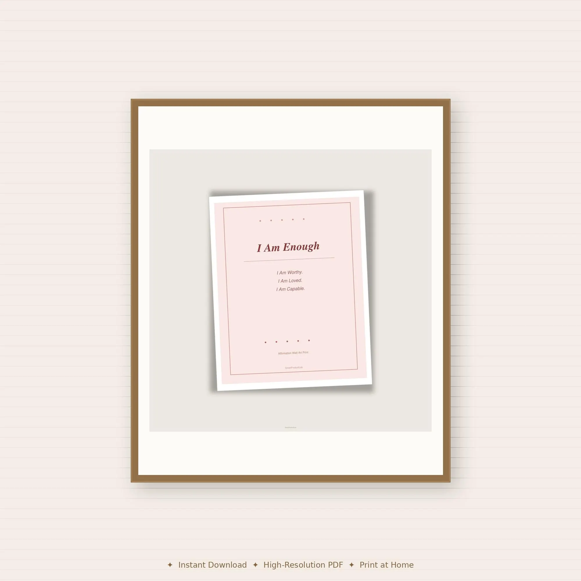 Blush Pink Affirmation Print | I Am Calm I Am Enough | Self Love Wall Art | Bedroom Decor | Instant Download - image 5