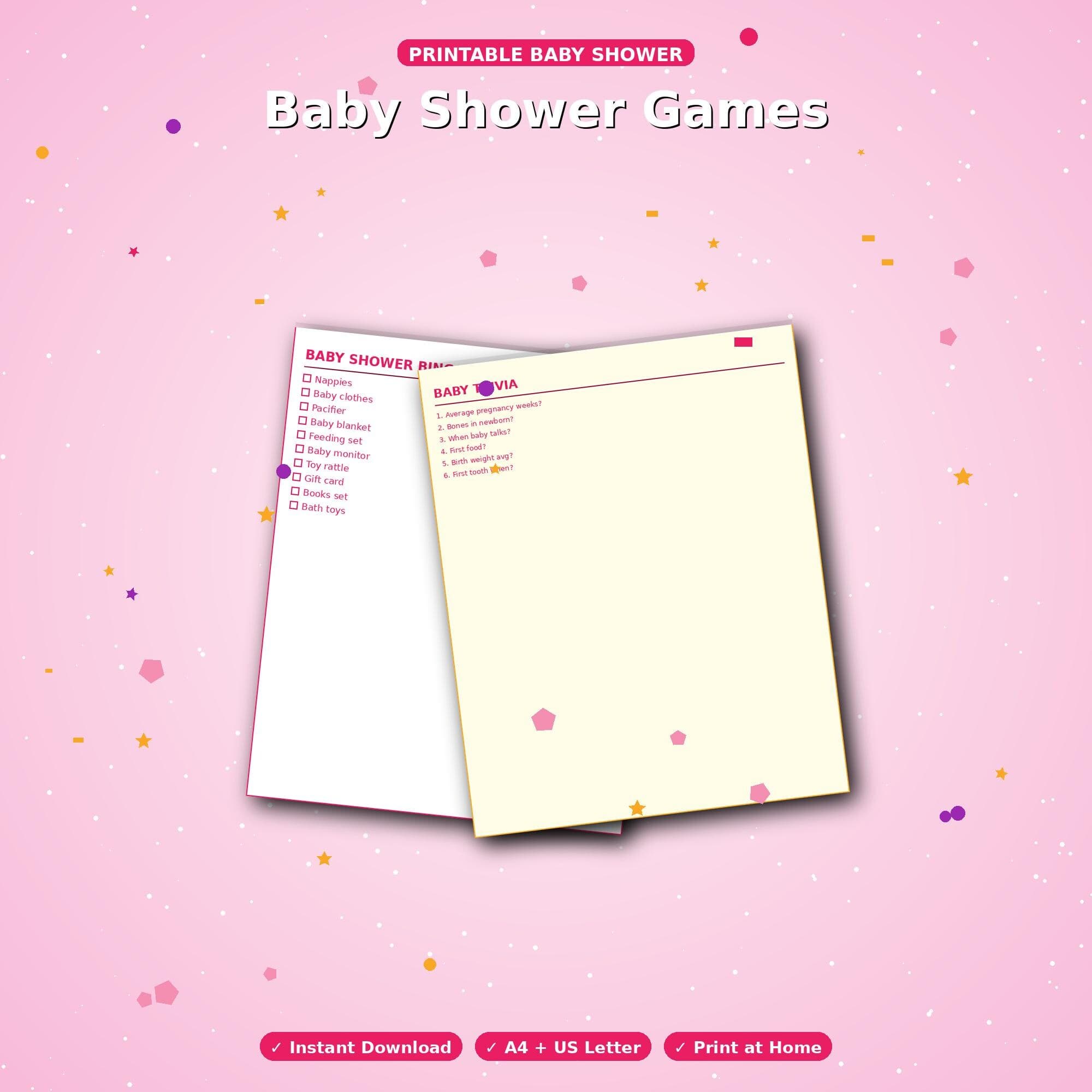 Baby Shower Games Bundle Printable | Bingo Cards | Baby Trivia | Advice Cards | Instant Download PDF - image 5