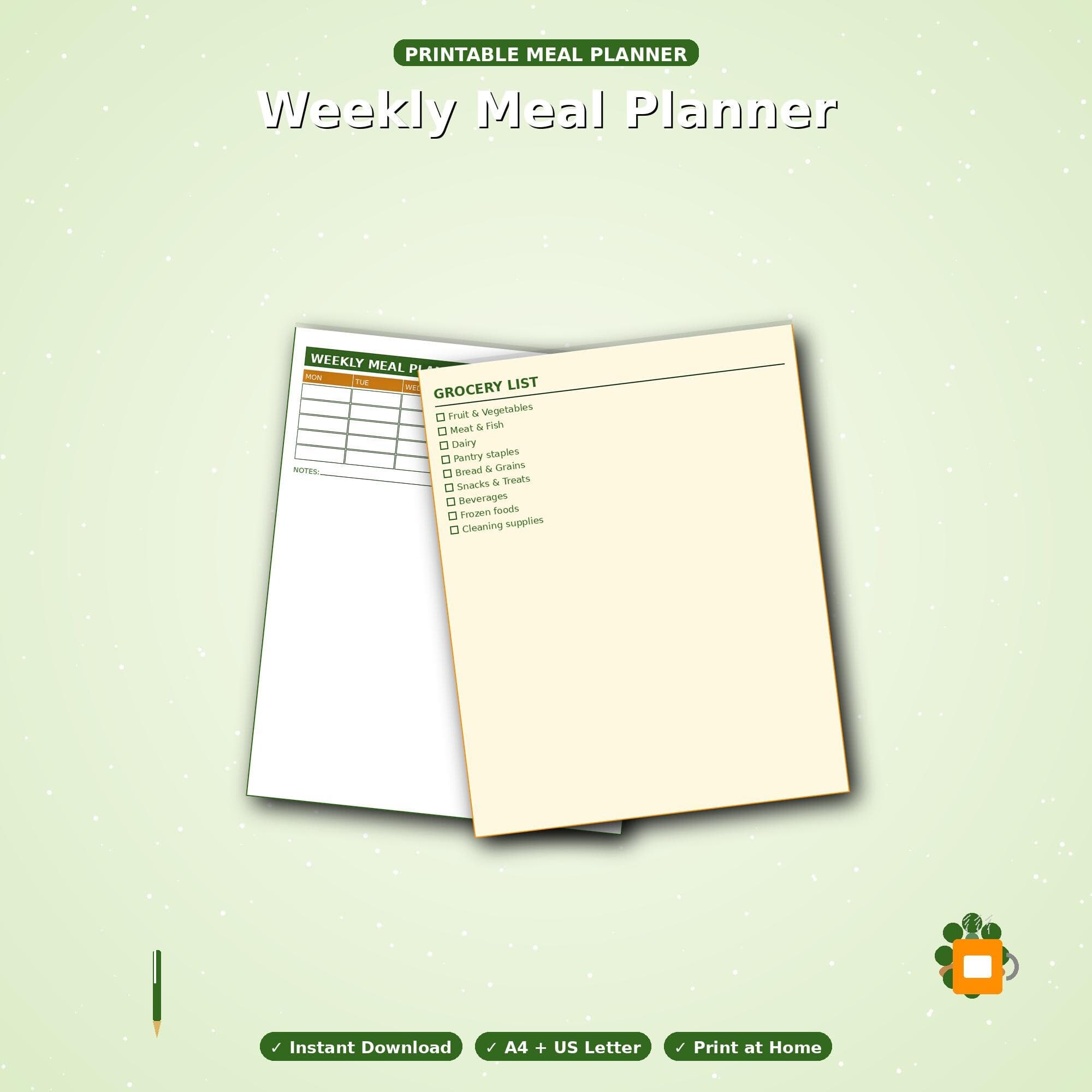 Weekly Meal Planner Printable | Shopping List | Recipe Notes | 7 Day Meal Plan | Instant Download PDF - image 5