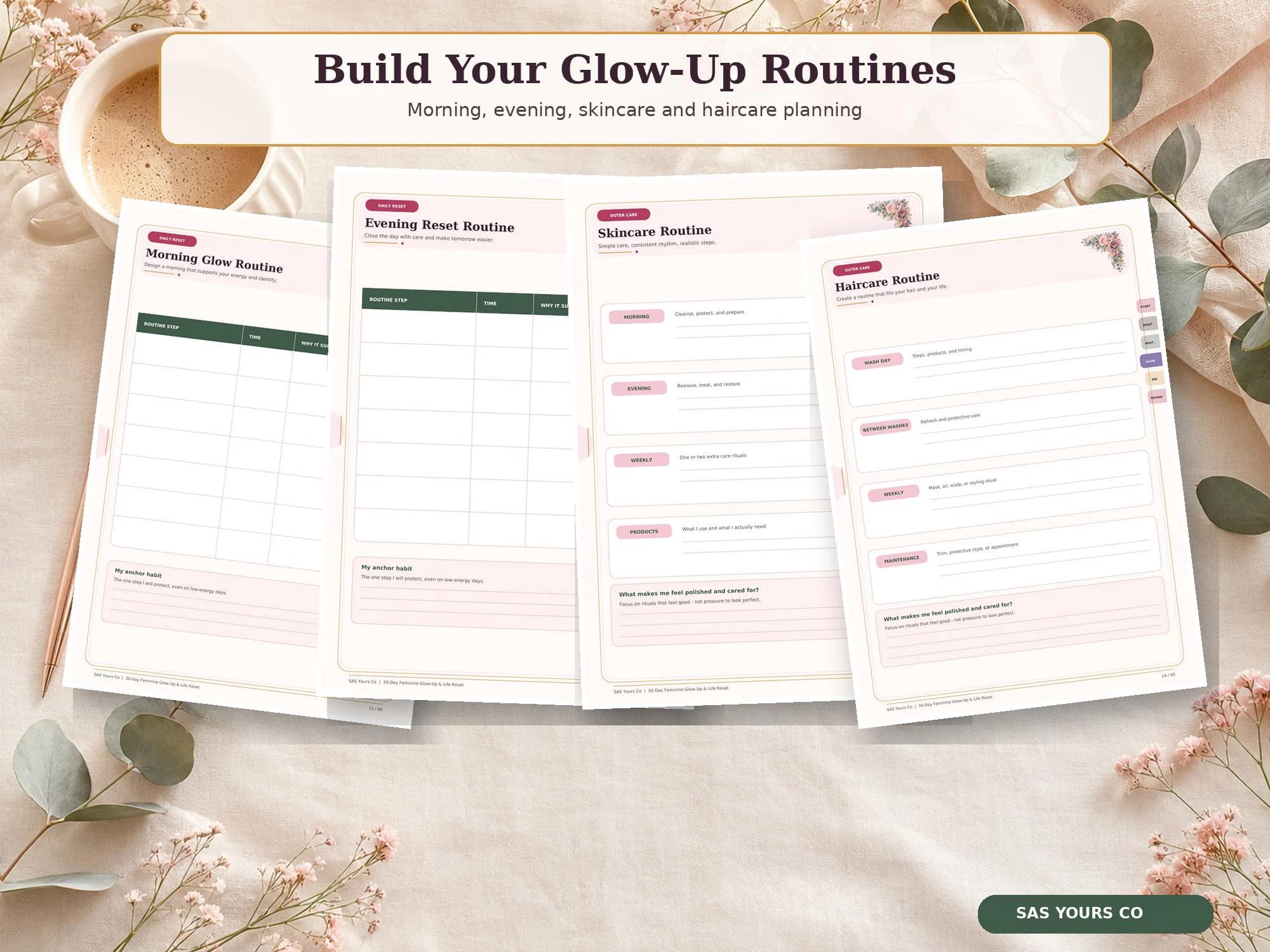 30 Day Glow Up Challenge Planner for Women | Feminine Reset Journal | Becoming Her Workbook | Self Care Habit Tracker | Printable PDF - image 5