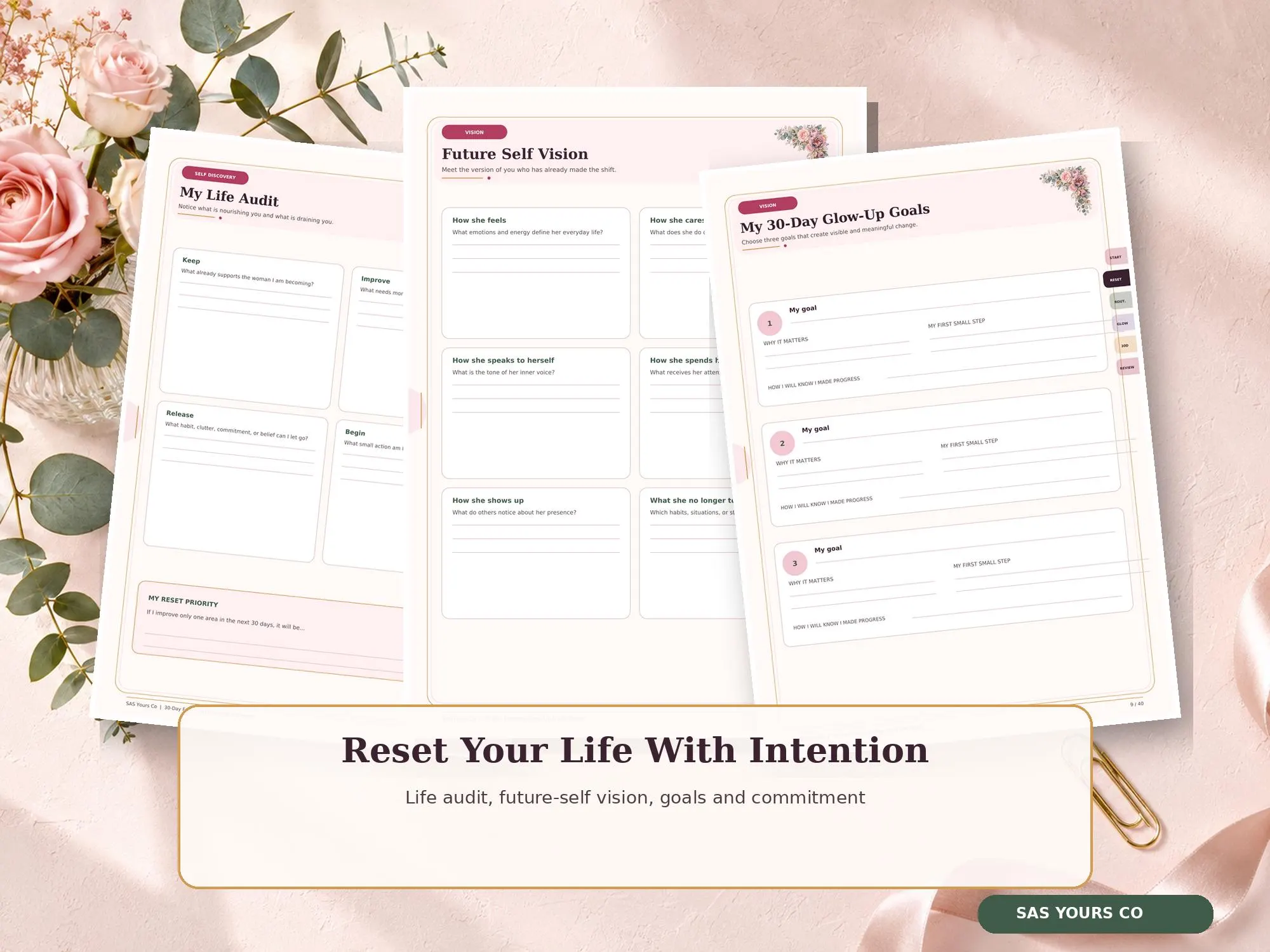 30 Day Glow Up Challenge Planner for Women | Feminine Reset Journal | Becoming Her Workbook | Self Care Habit Tracker | Printable PDF - image 4