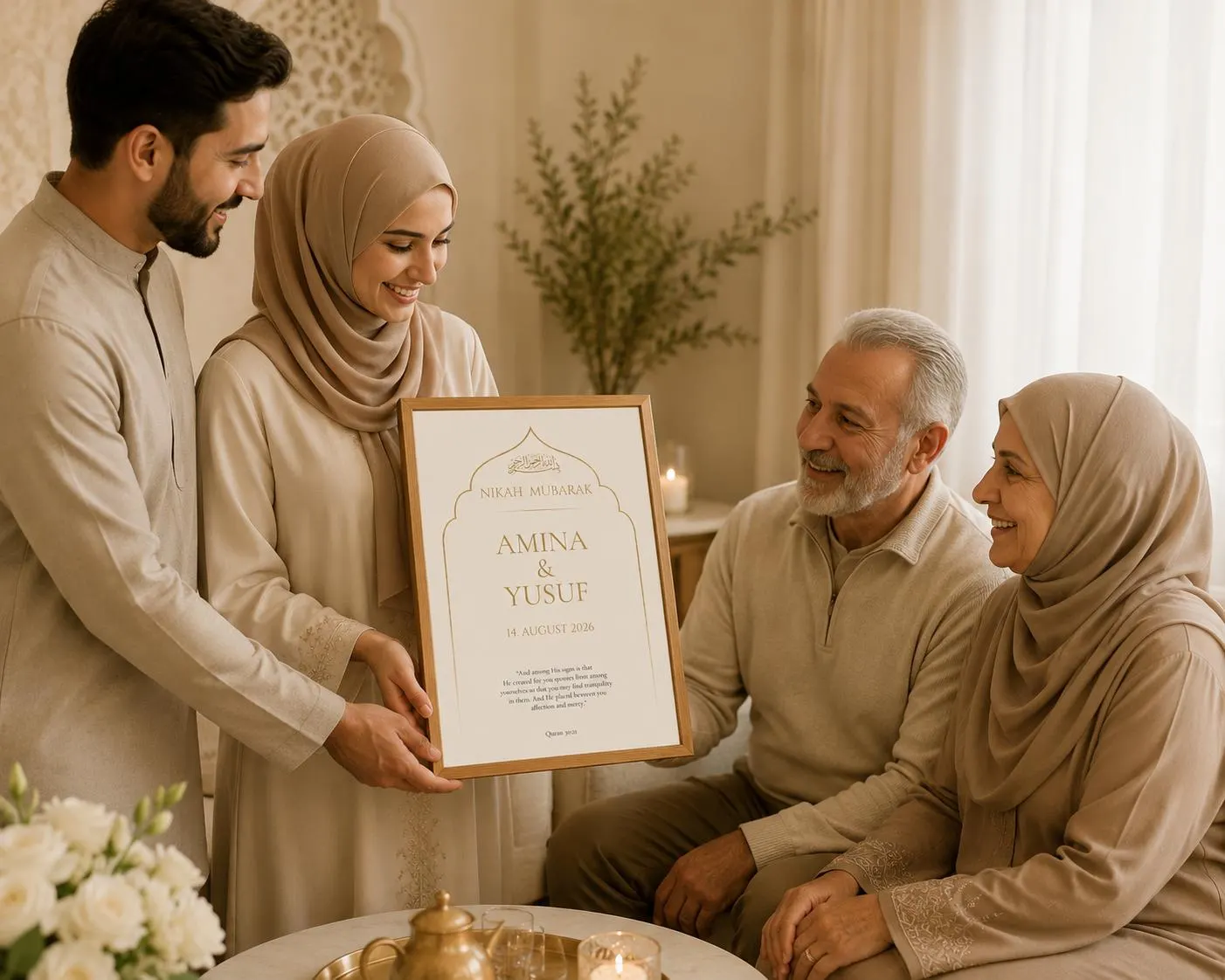 Personalized Wedding Gift | Personalized Nikah Poster |  | Islamic Wall Art | Muslim Gift | Custom Wedding Print - image 4