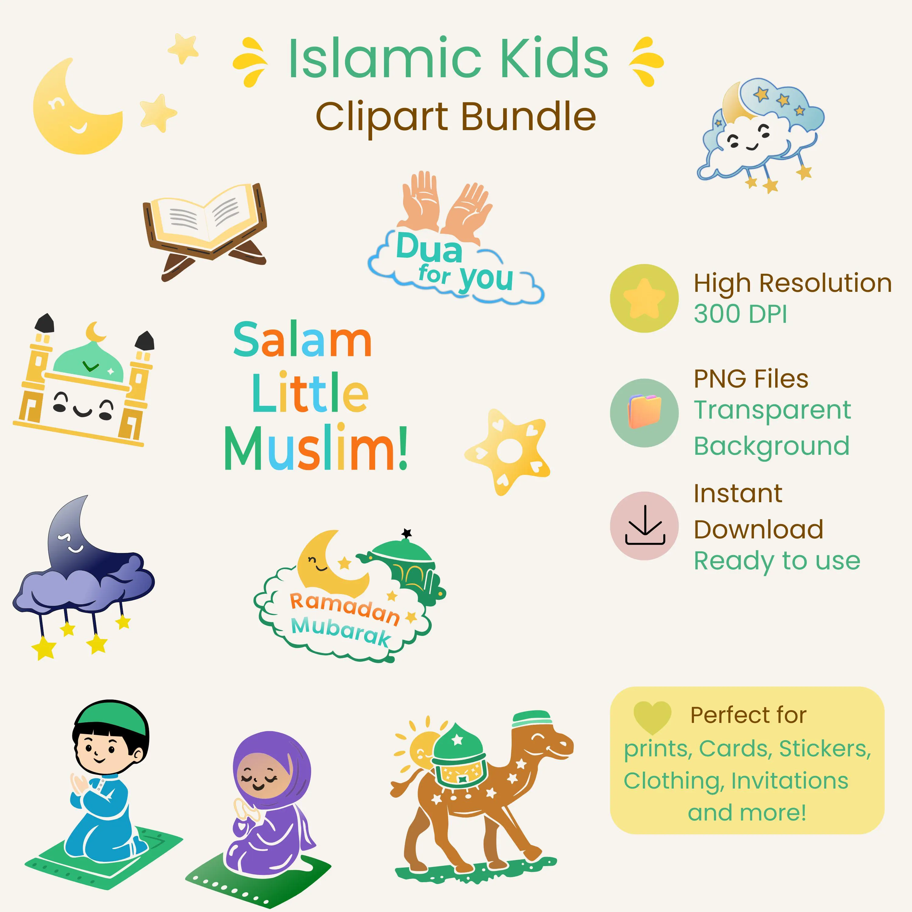 Islamic Kids Clipart Bundle | Muslim Kids PNG | Ramadan Clipart | Eid Clipart | Islamic PNG Download - image 2