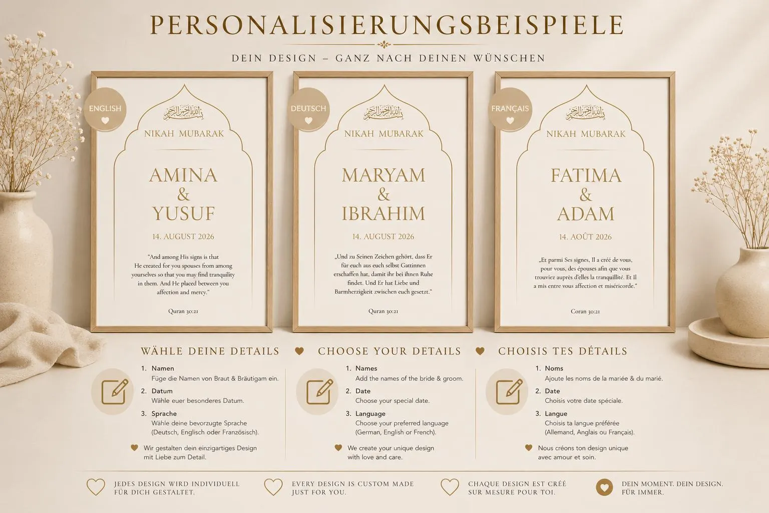 Personalized Wedding Gift | Personalized Nikah Poster |  | Islamic Wall Art | Muslim Gift | Custom Wedding Print - image 5