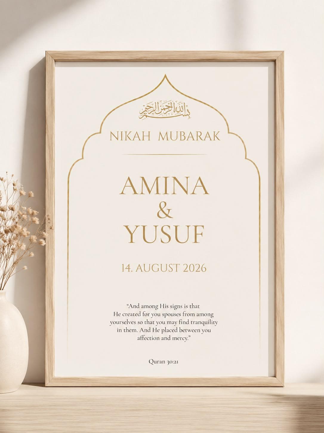 Personalized Wedding Gift | Personalized Nikah Poster |  | Islamic Wall Art | Muslim Gift | Custom Wedding Print - image 2