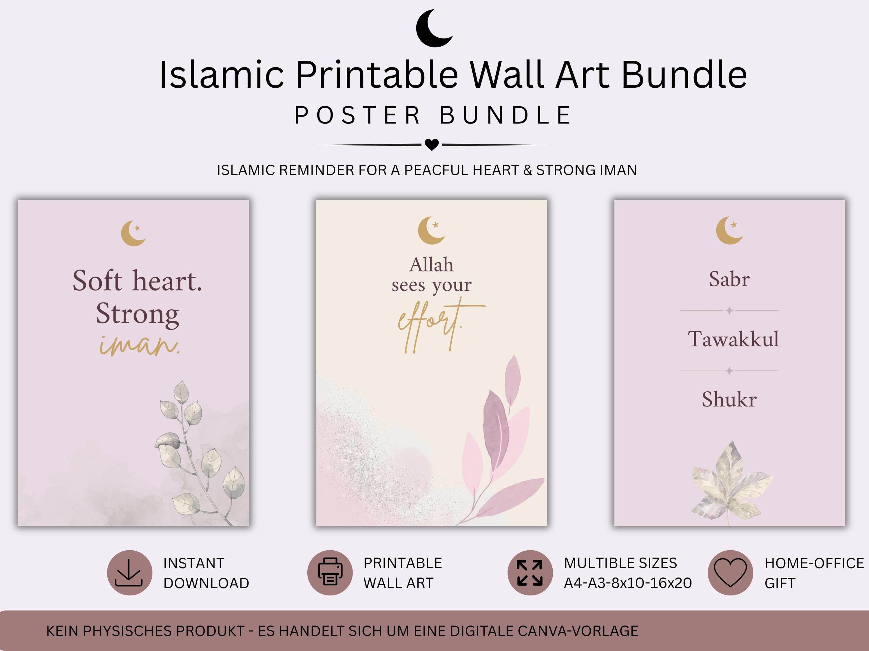 Islamic Wall Art Bundle | Muslimah Quote Posters | Neutral Lavender Decor - image 3