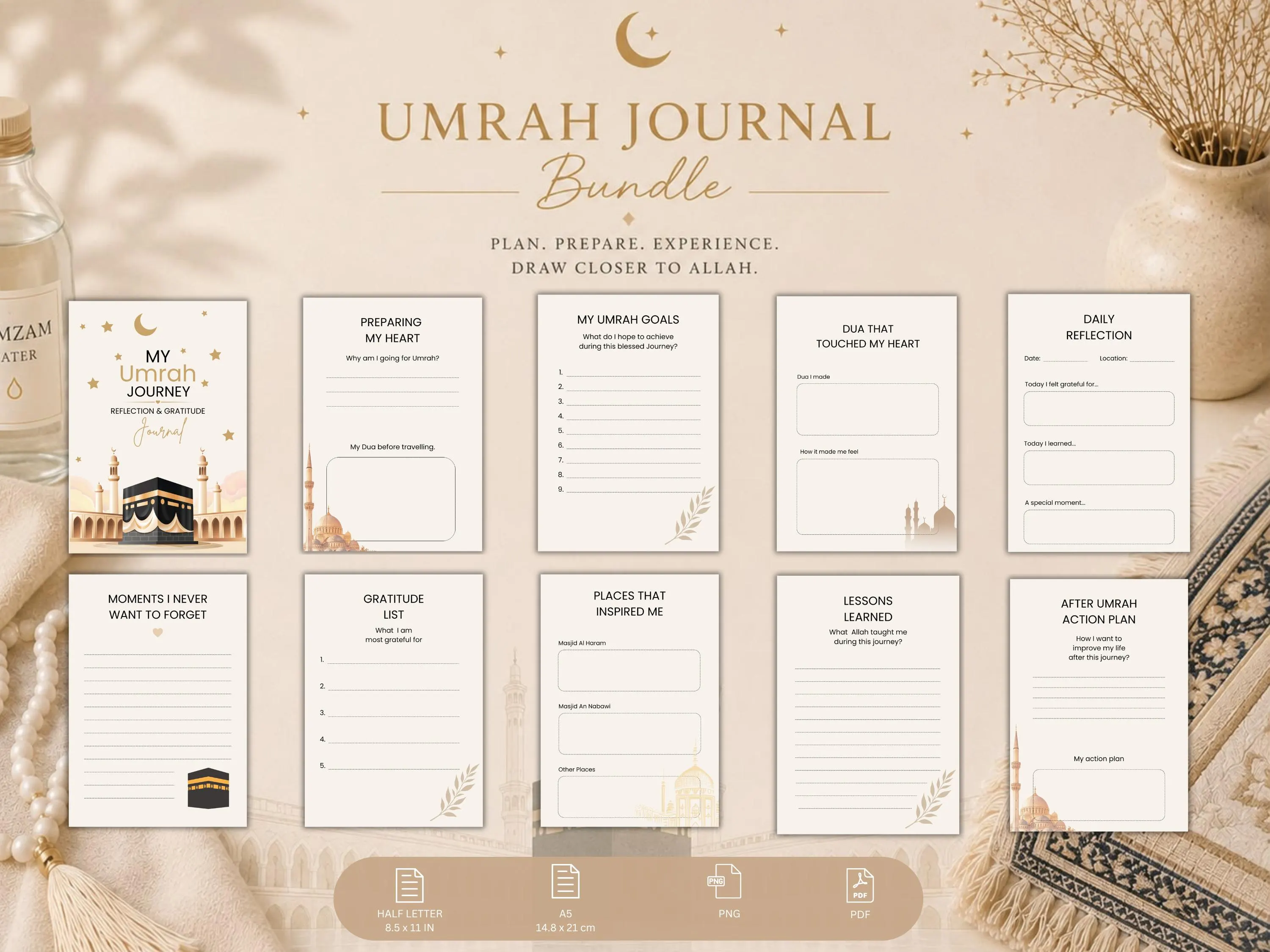 Umrah Journal Bundle | Planner, Checklist, Duas, Reflections (PDF, PNG) - image 2