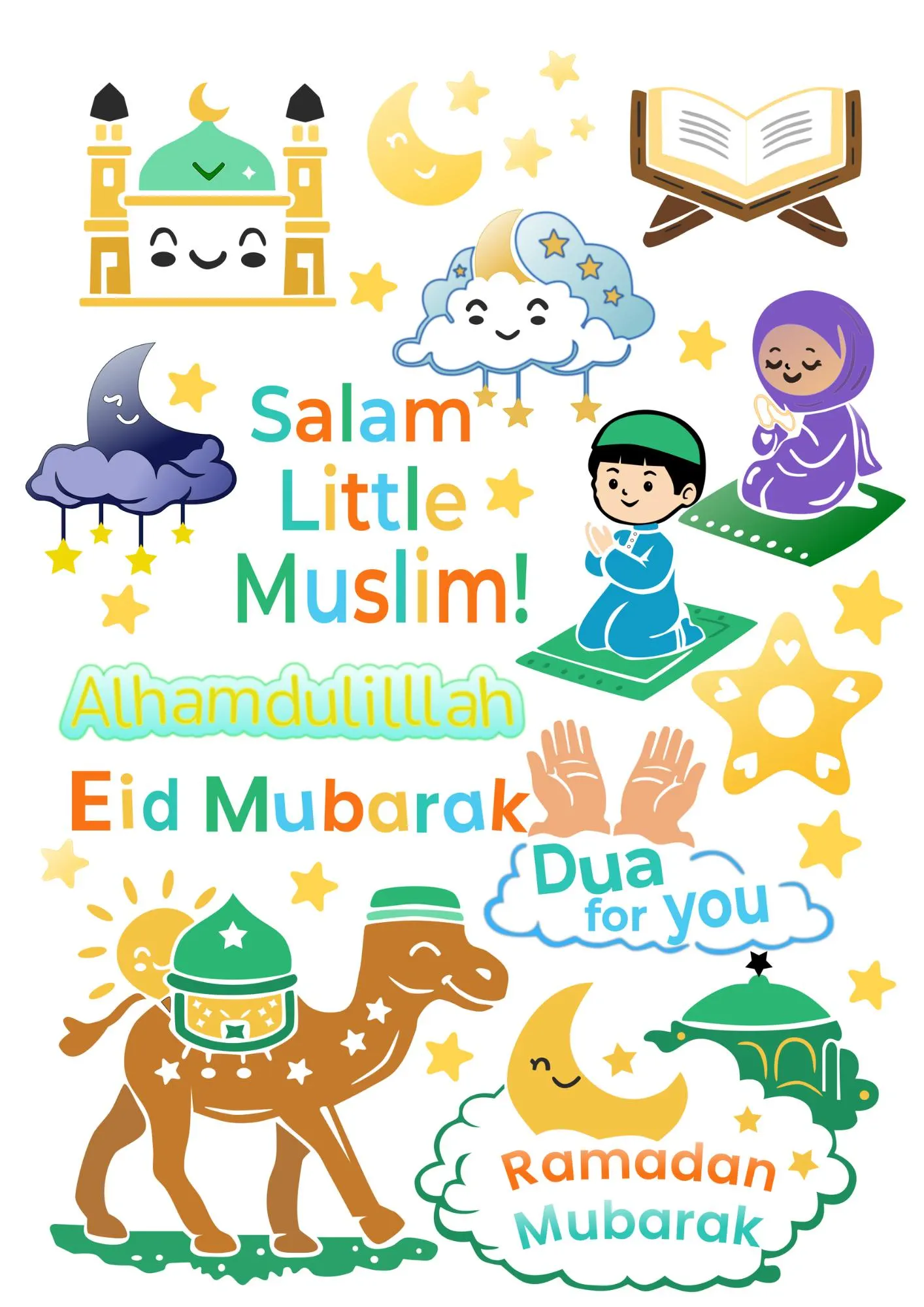 Islamic Kids Clipart Bundle | Muslim Kids PNG | Ramadan Clipart | Eid Clipart | Islamic PNG Download - image 4