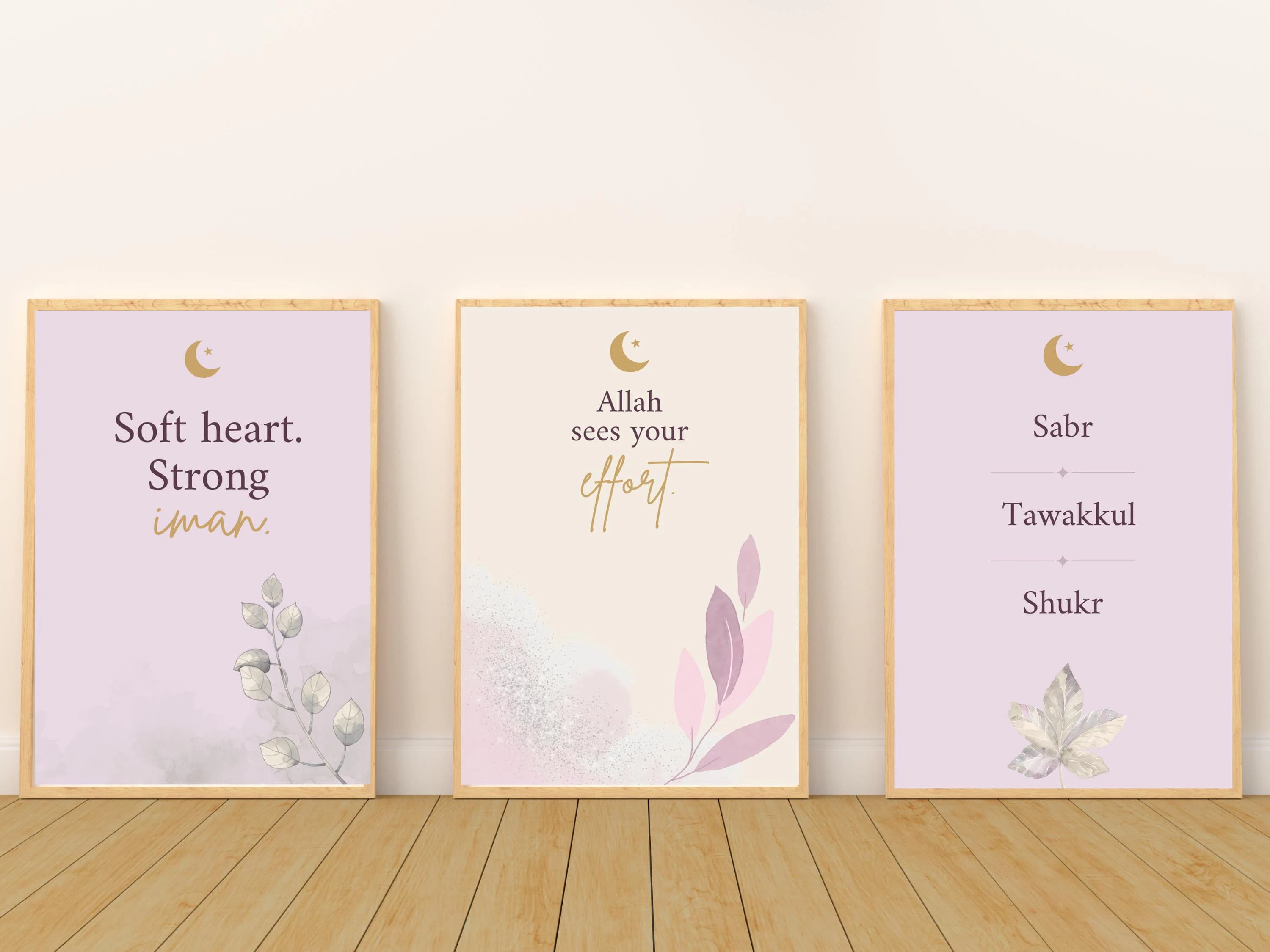 Islamic Wall Art Bundle | Muslimah Quote Posters | Neutral Lavender Decor