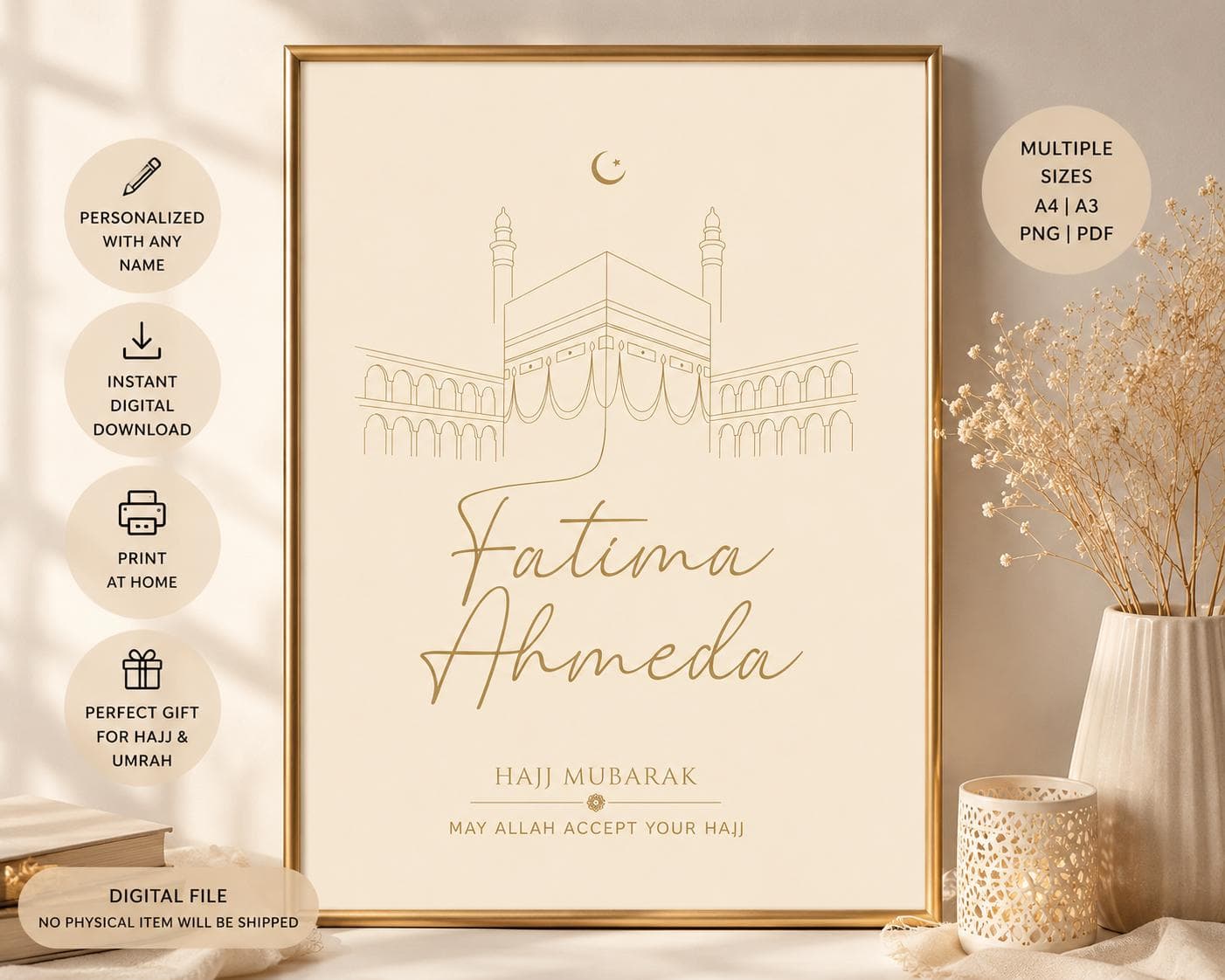 Personalized Umrah Poster | Umrah Gift | Umrah Keepsake | Kaaba Wall Art | Islamic Wall Art