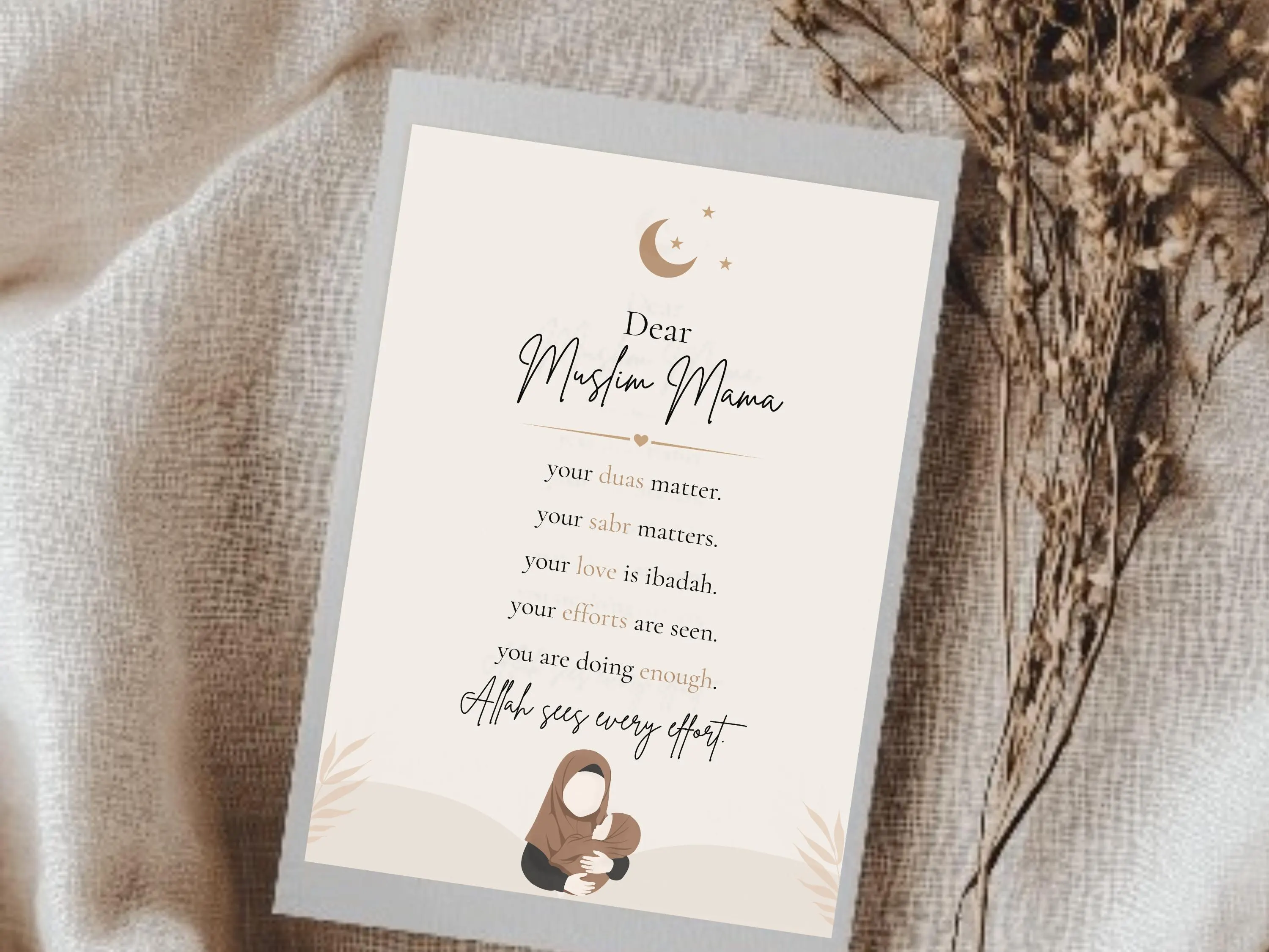 Muslim Mom Wall Art | Muslim Mother Gift | Islamic Motherhood Printable | Muslim Mama Decor | Neutral Islamic Wall Art - image 4