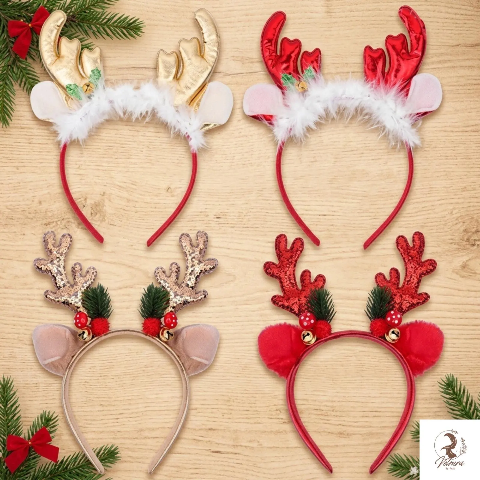 Christmas party hair accessory with sparkling reindeer antlers
