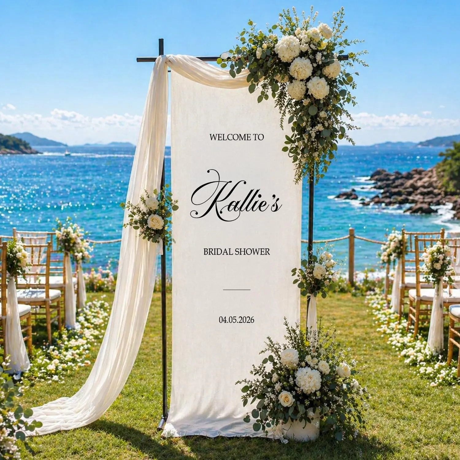 Minimalist Bridal Shower Welcome Banner, Personalized Bridal Shower Sign, Elegant Custom Wedding Shower Backdrop - image 3