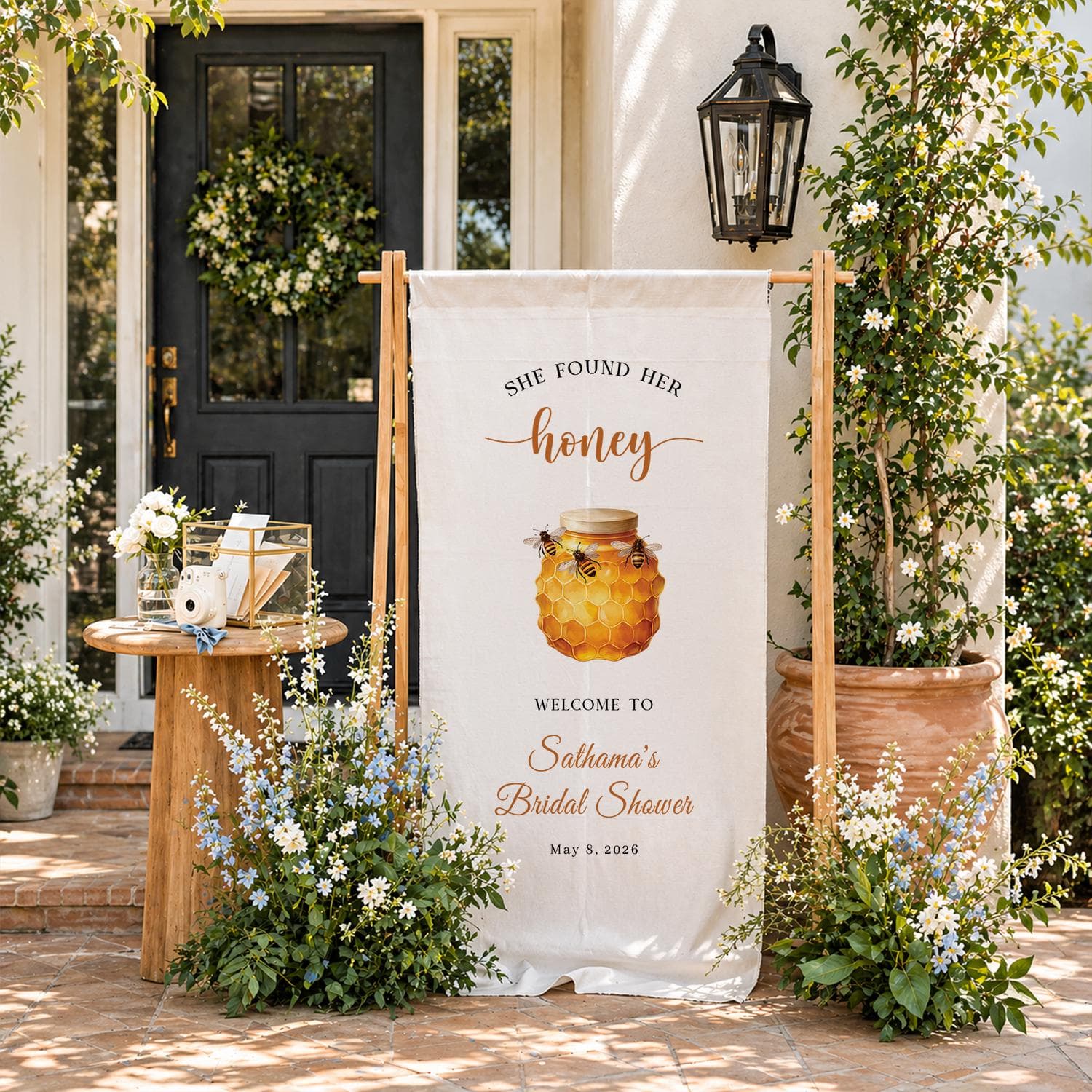 She Found Her Honey Bridal Shower Banner, Bee Theme Bridal Shower Welcome Sign, Personalized Bridal Shower Backdrop - image 3