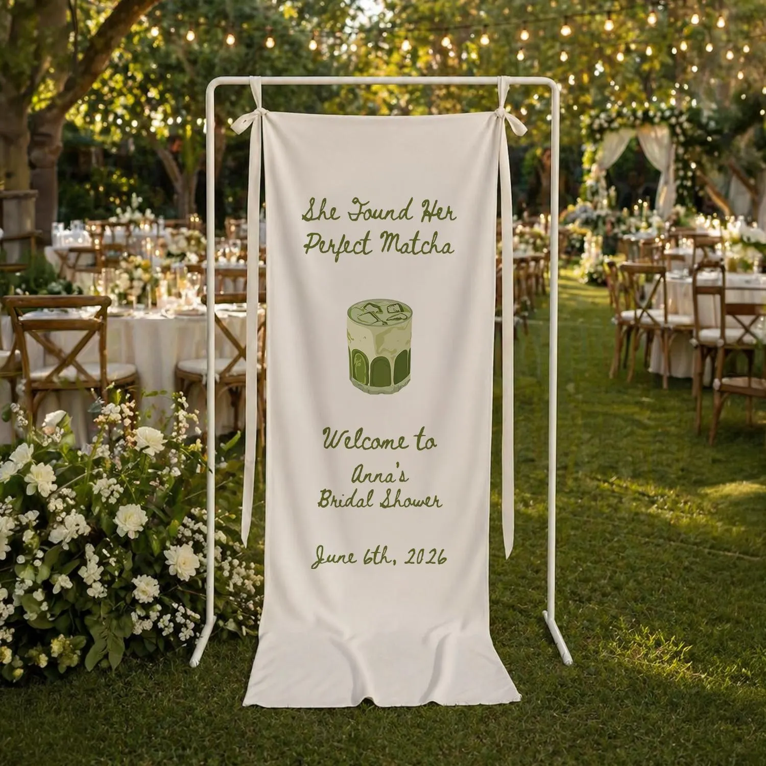 Matcha Bridal Shower Banner, She Found Her Perfect Matcha Sign, Custom Bridal Shower Tapestry, Tea Party Wedding Decor